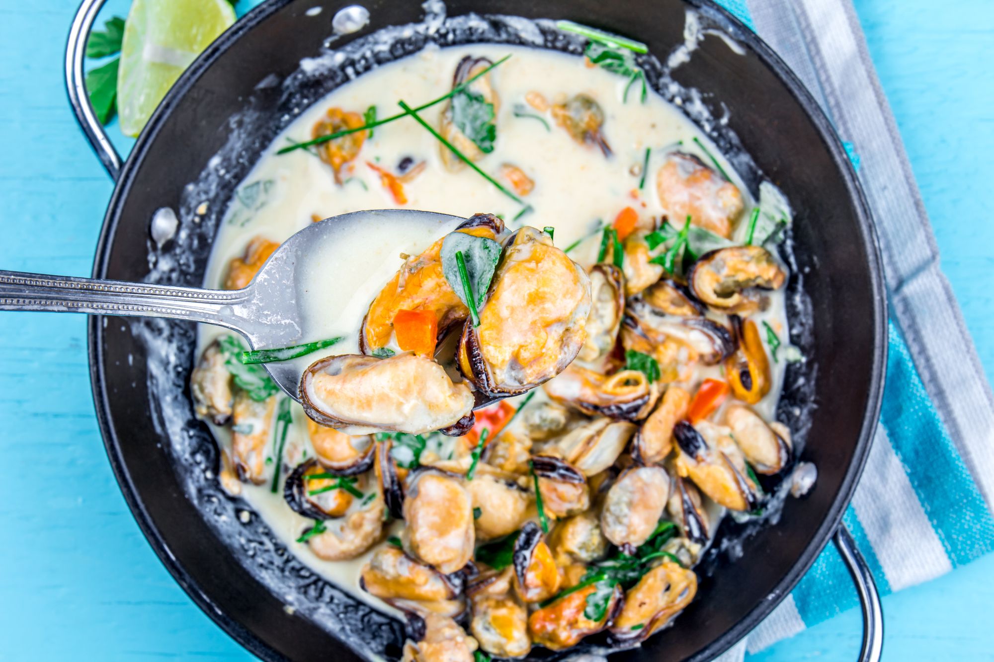 Creamy spiced mussels