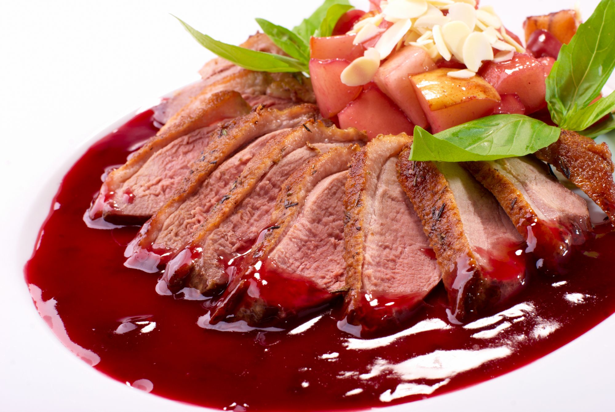 Duck Breast in Red Wine Sauce with a Crisp Noodle Cake