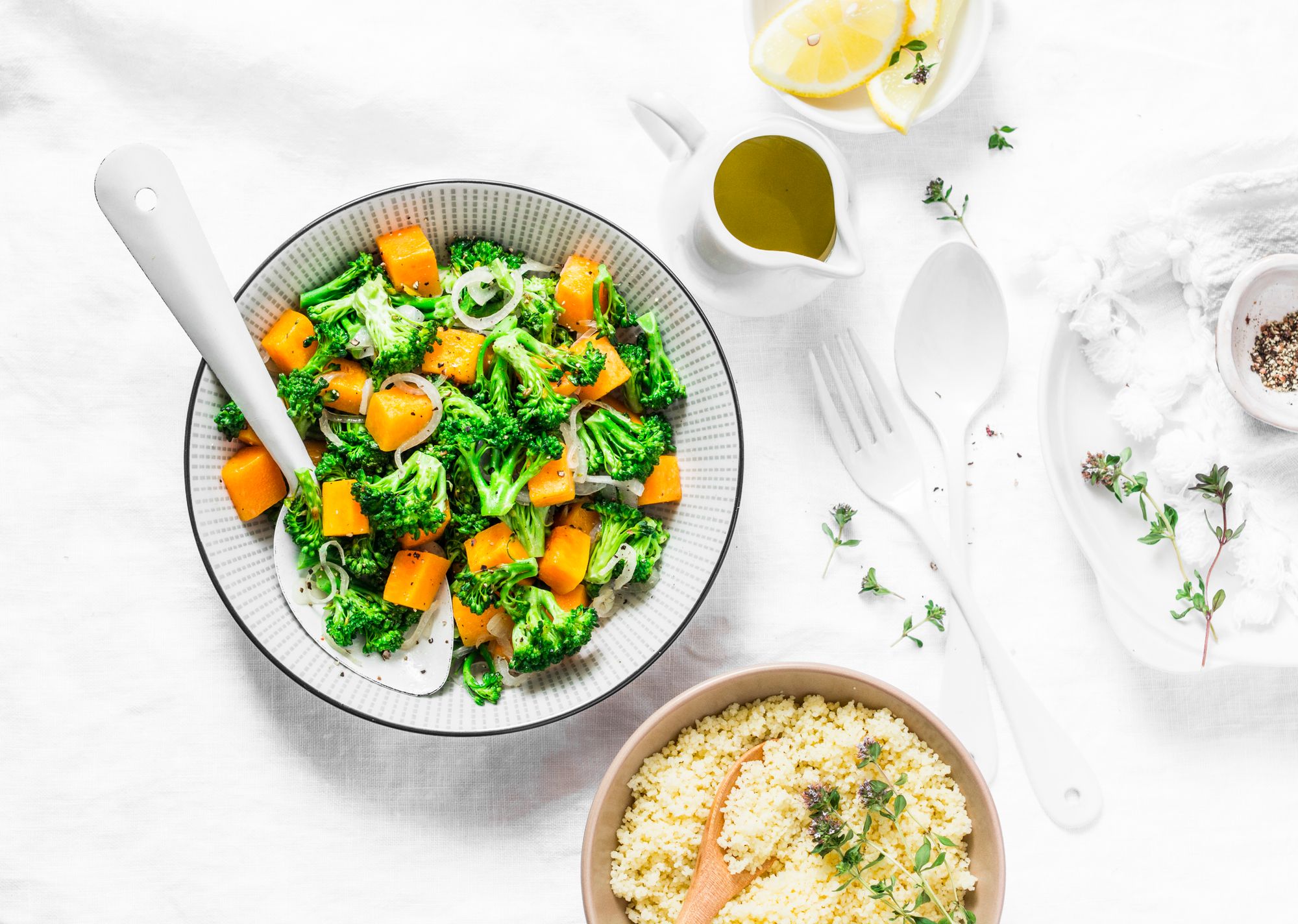 Kale, Broccoli, and Couscous with Tahini
