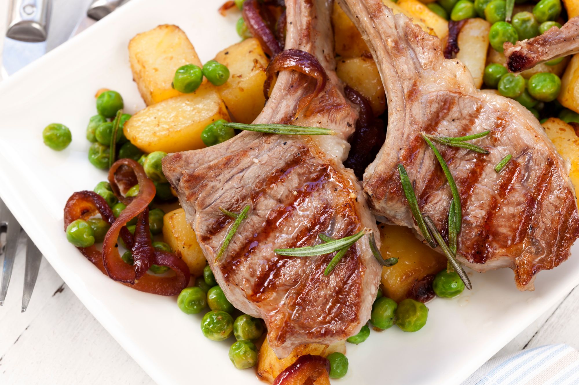 Lamb and Mint Cutlets with Golden Potatoes