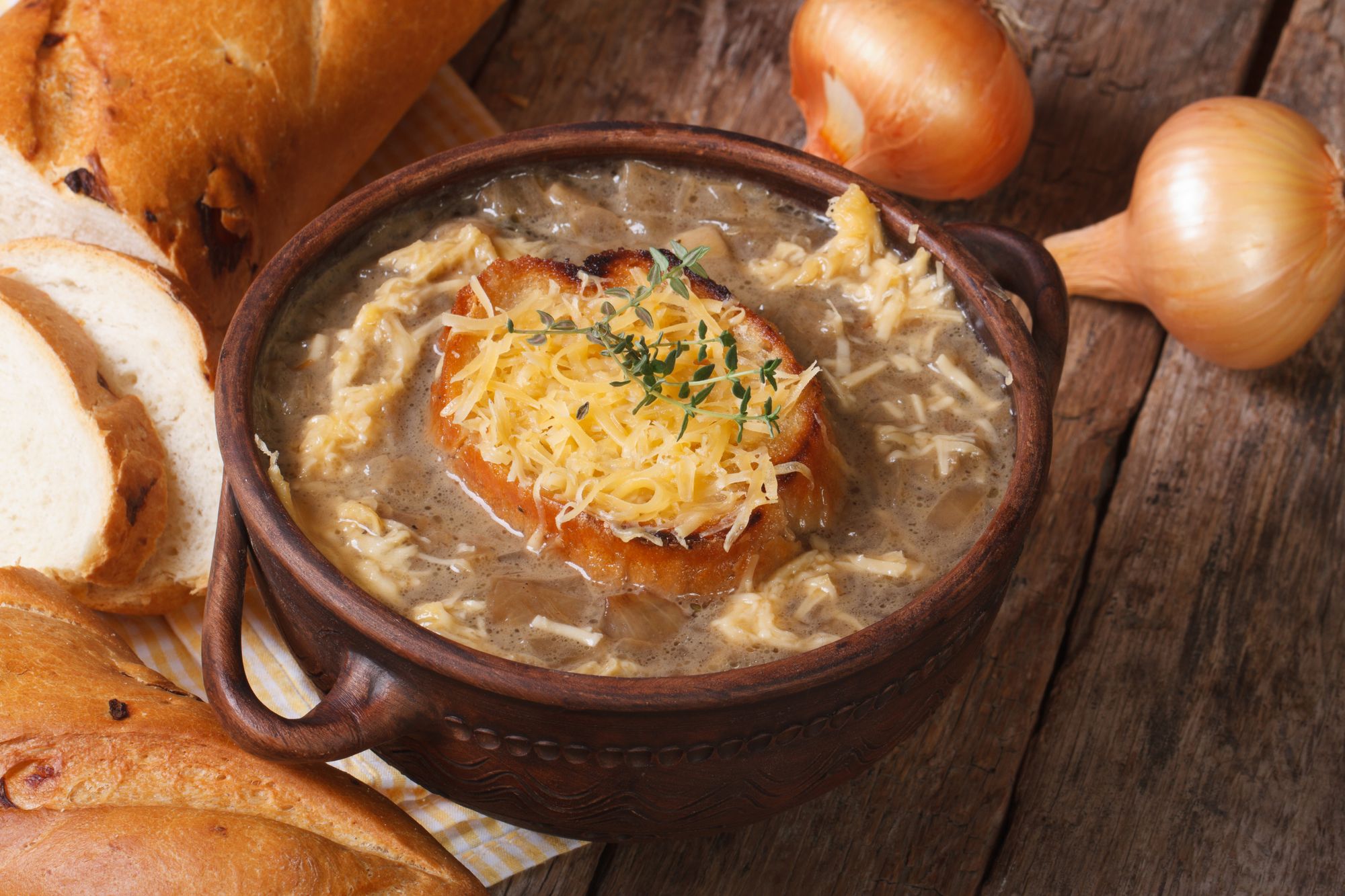 Quick French Onion Soup with Cheddar Croutons