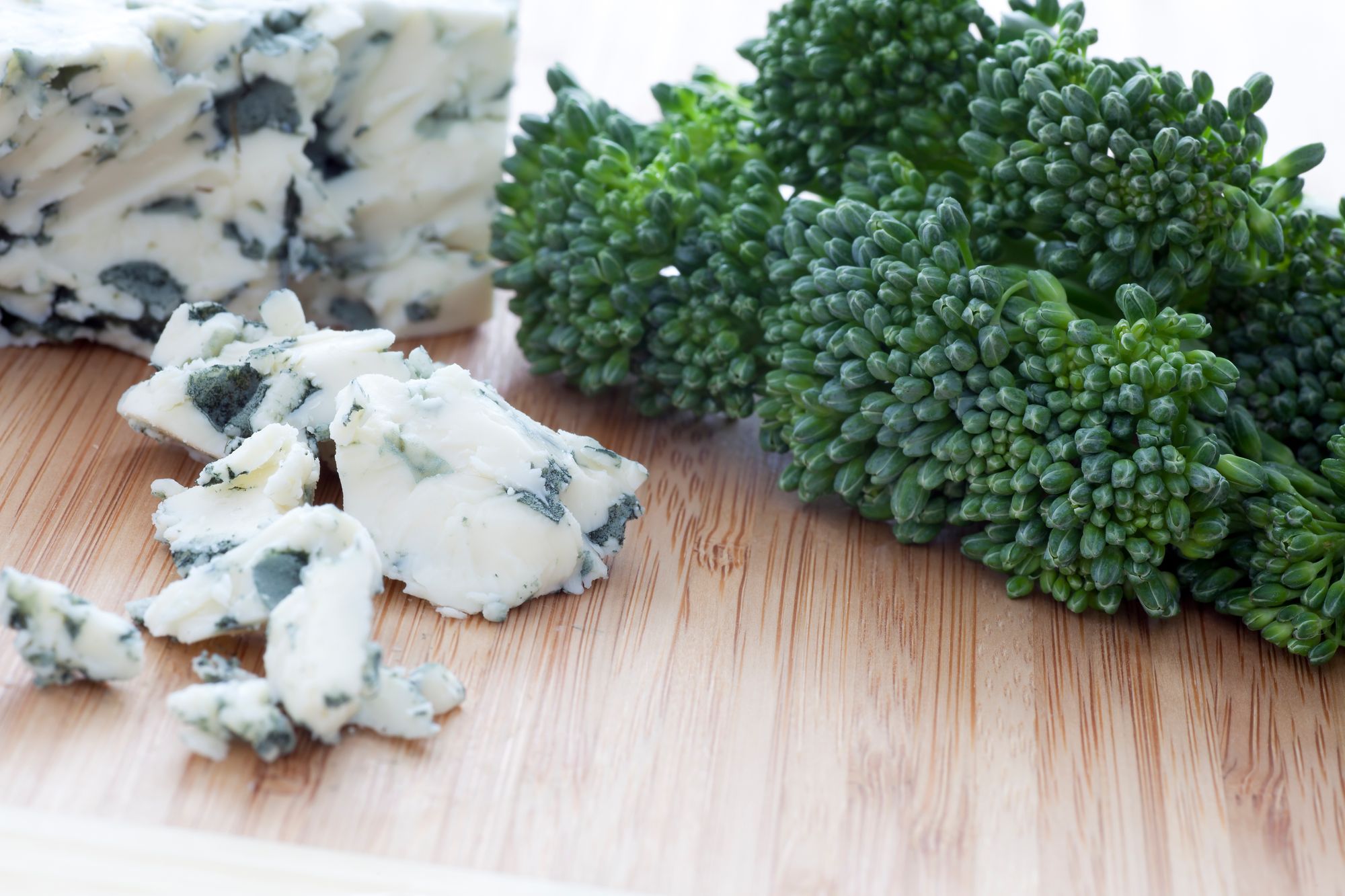 Purple Sprouting Broccoli with Mushrooms and Stilton