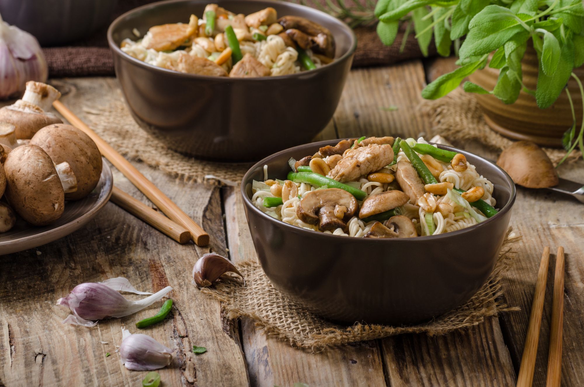 Asian Chicken and Mushroom Noodle Soup