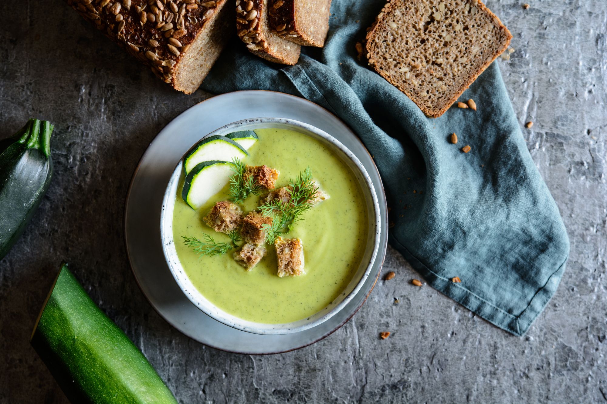 Leek, Goats’ Cheese, and Courgette Soup