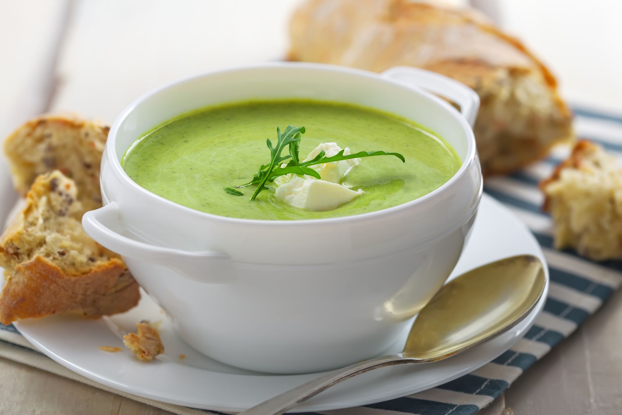 Pea, Broccoli and Minted Ricotta Soup