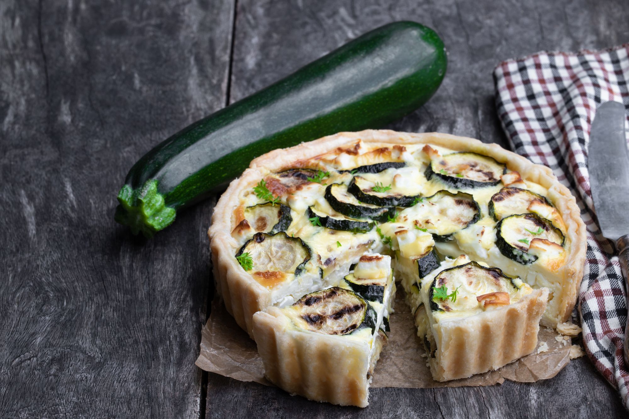 Courgette and Blue Cheese Quiche