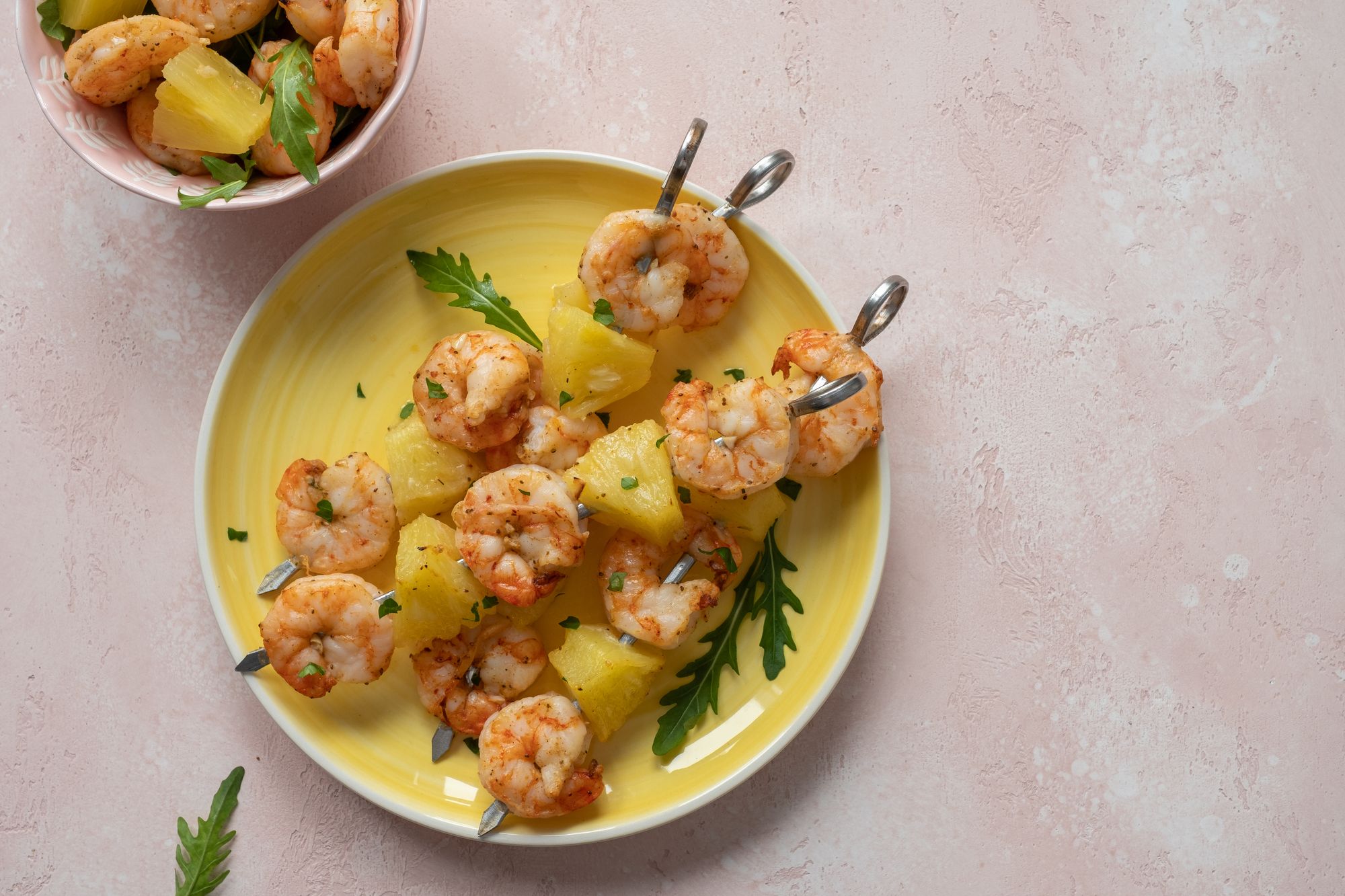 Seafood, Coconut, and Pineapple Skewers
