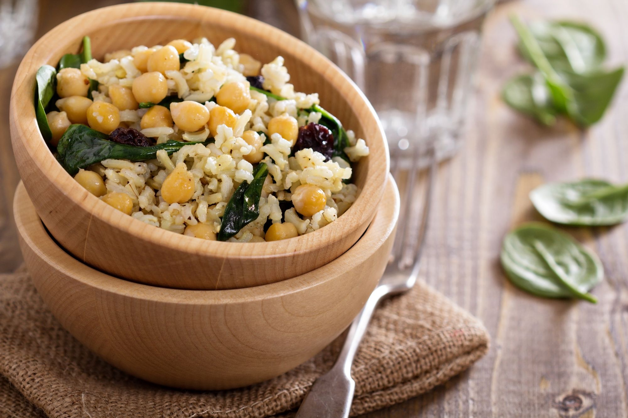 Spinach, Almond, and Chickpea Rice Bowl