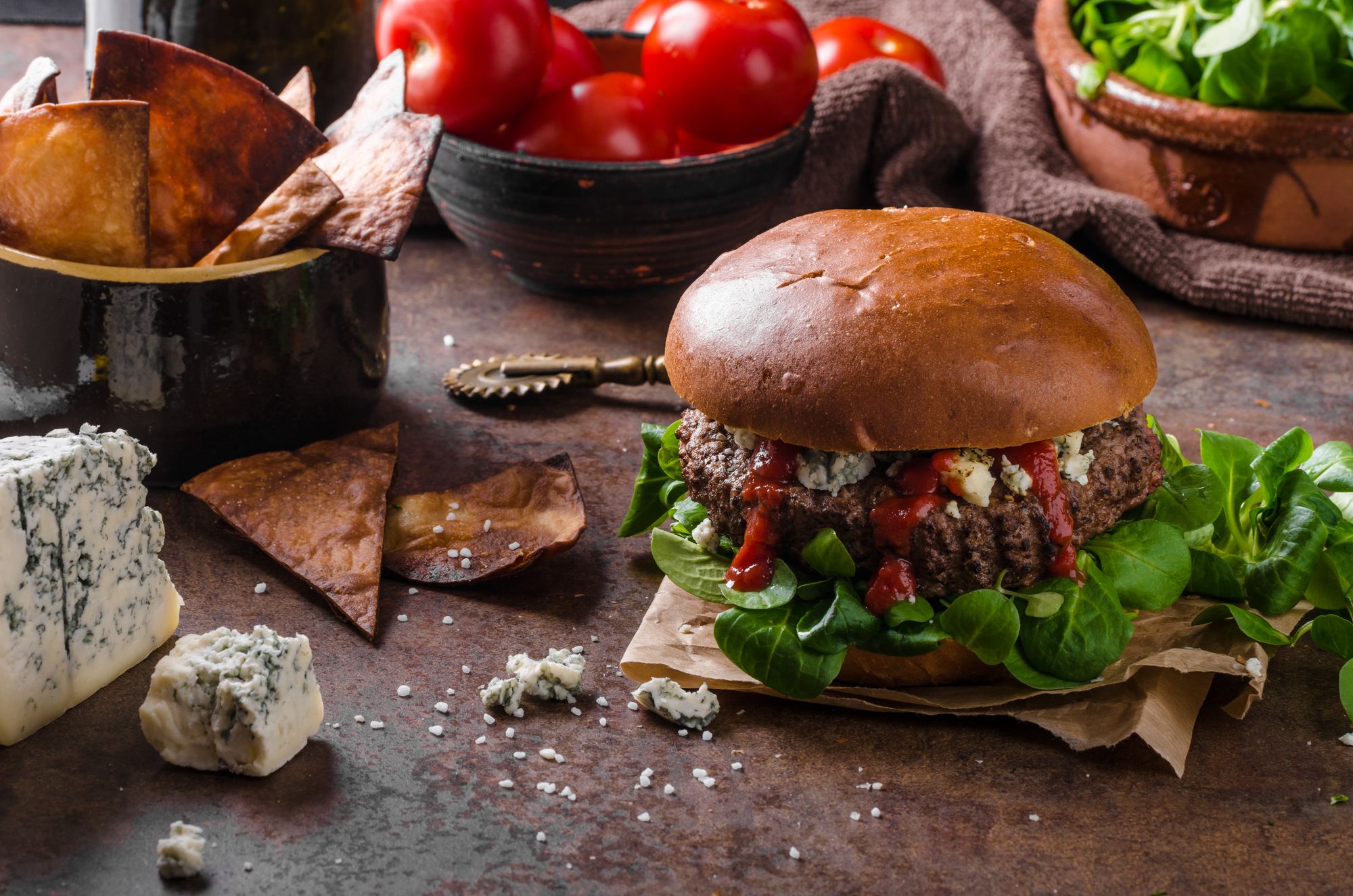 Blue Cheese Burger with Apple