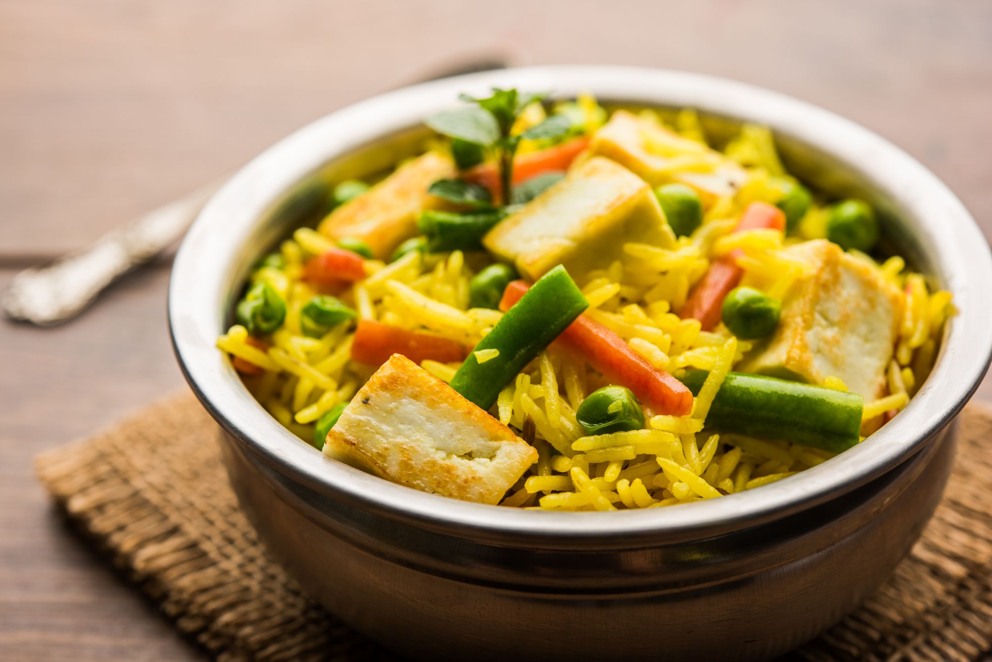 Baked Rice with Paneer and Peas