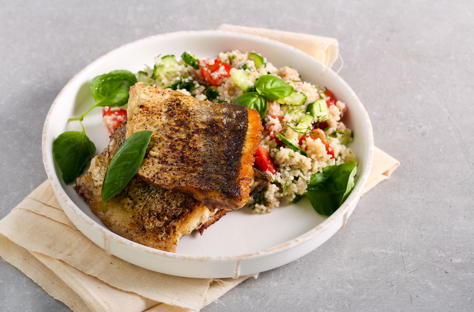 Sea Bass with Couscous and Artichoke