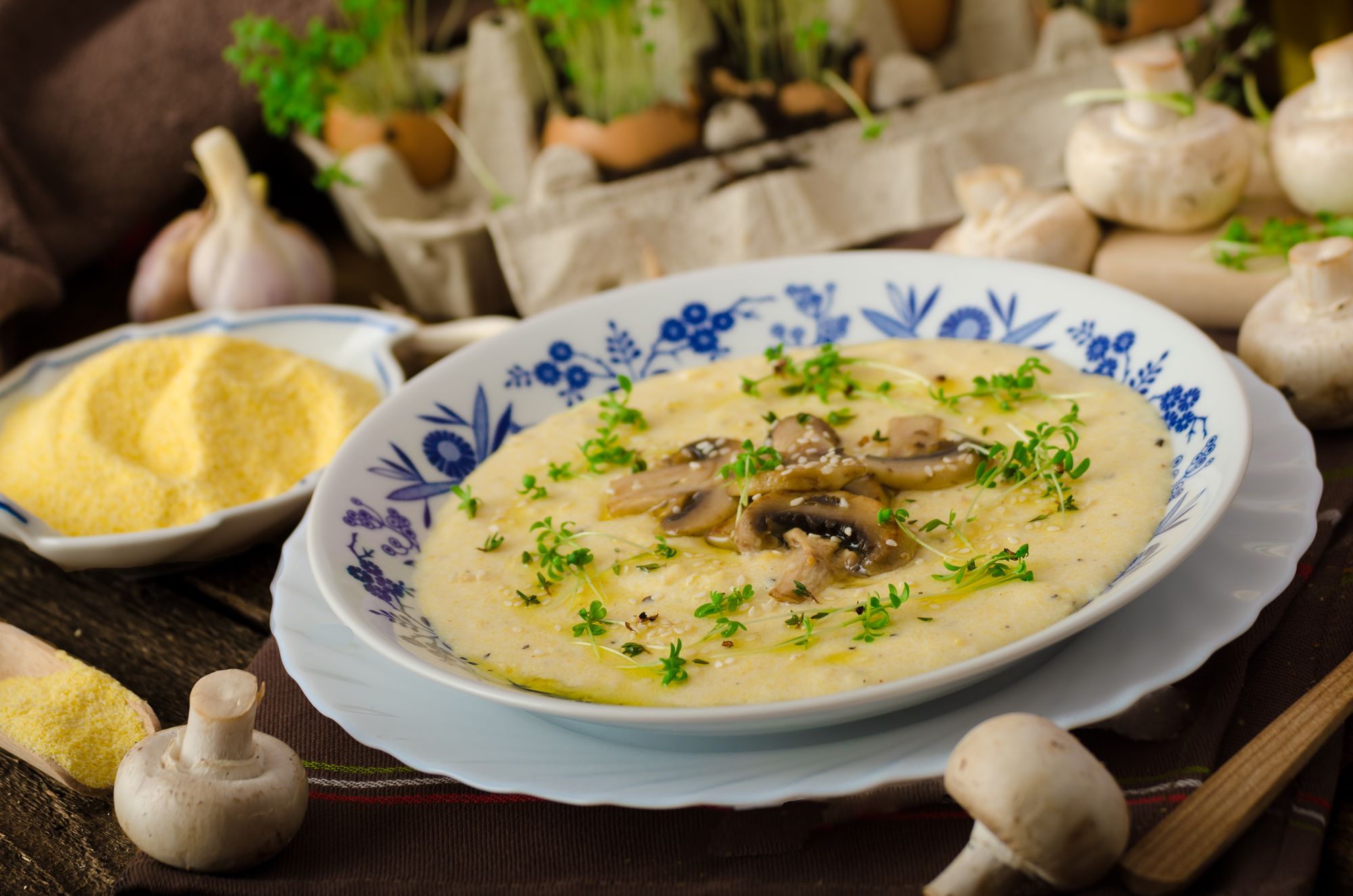 Olive Polenta and Mushrooms