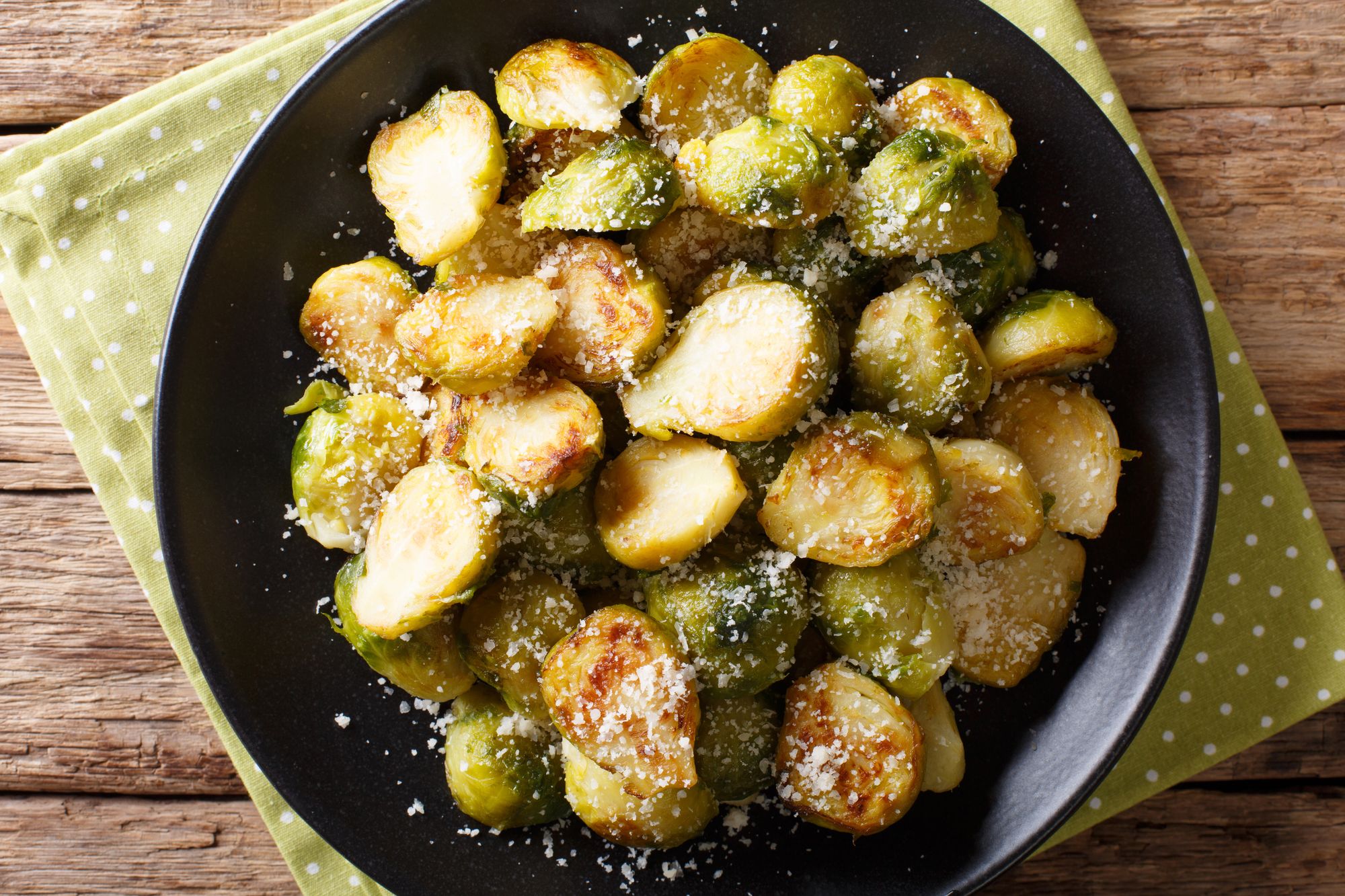Roast Garlic and Parmesan Sprouts