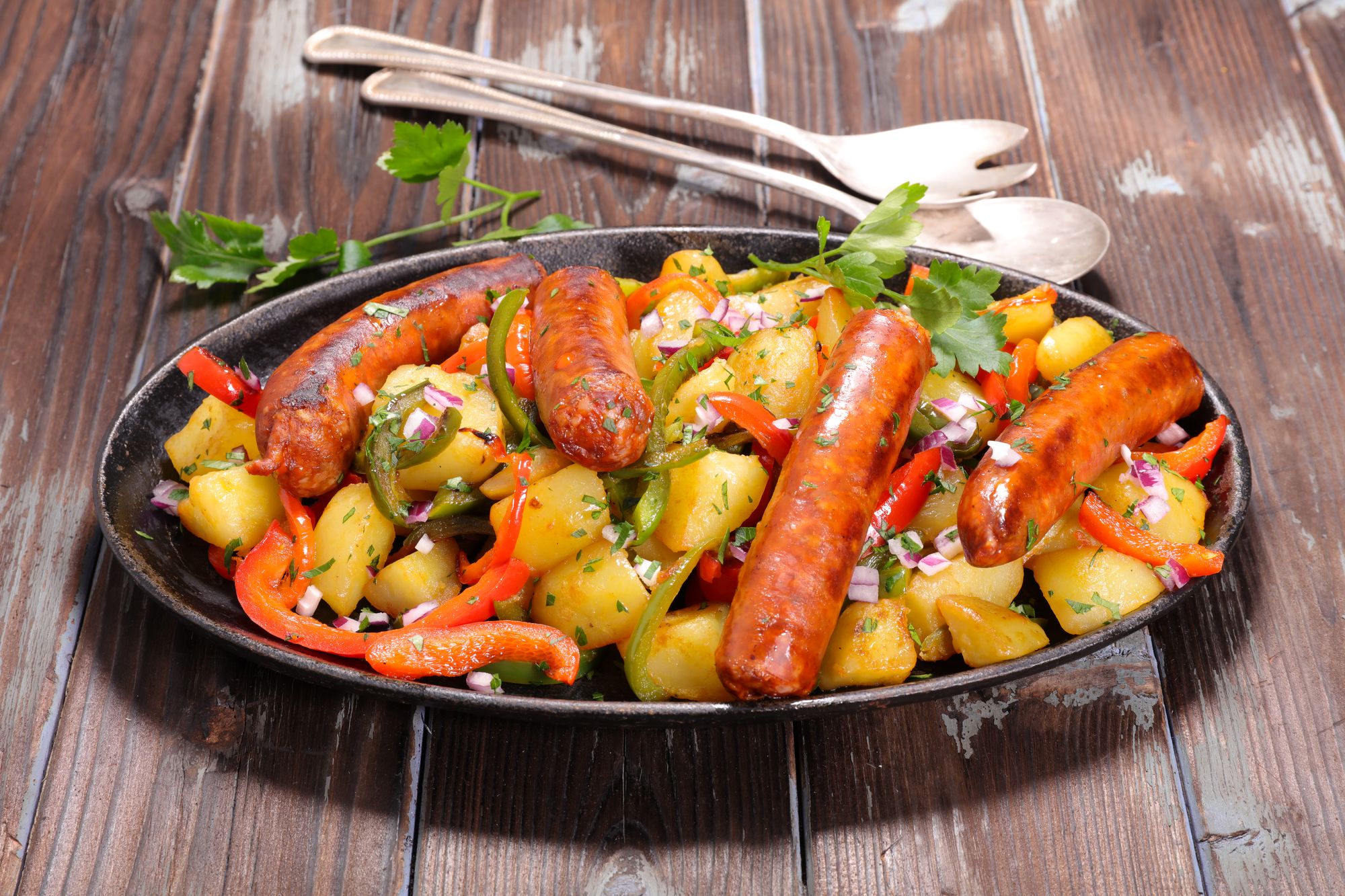 Sausages and Capsicum Bake with Balsamic Vinegar
