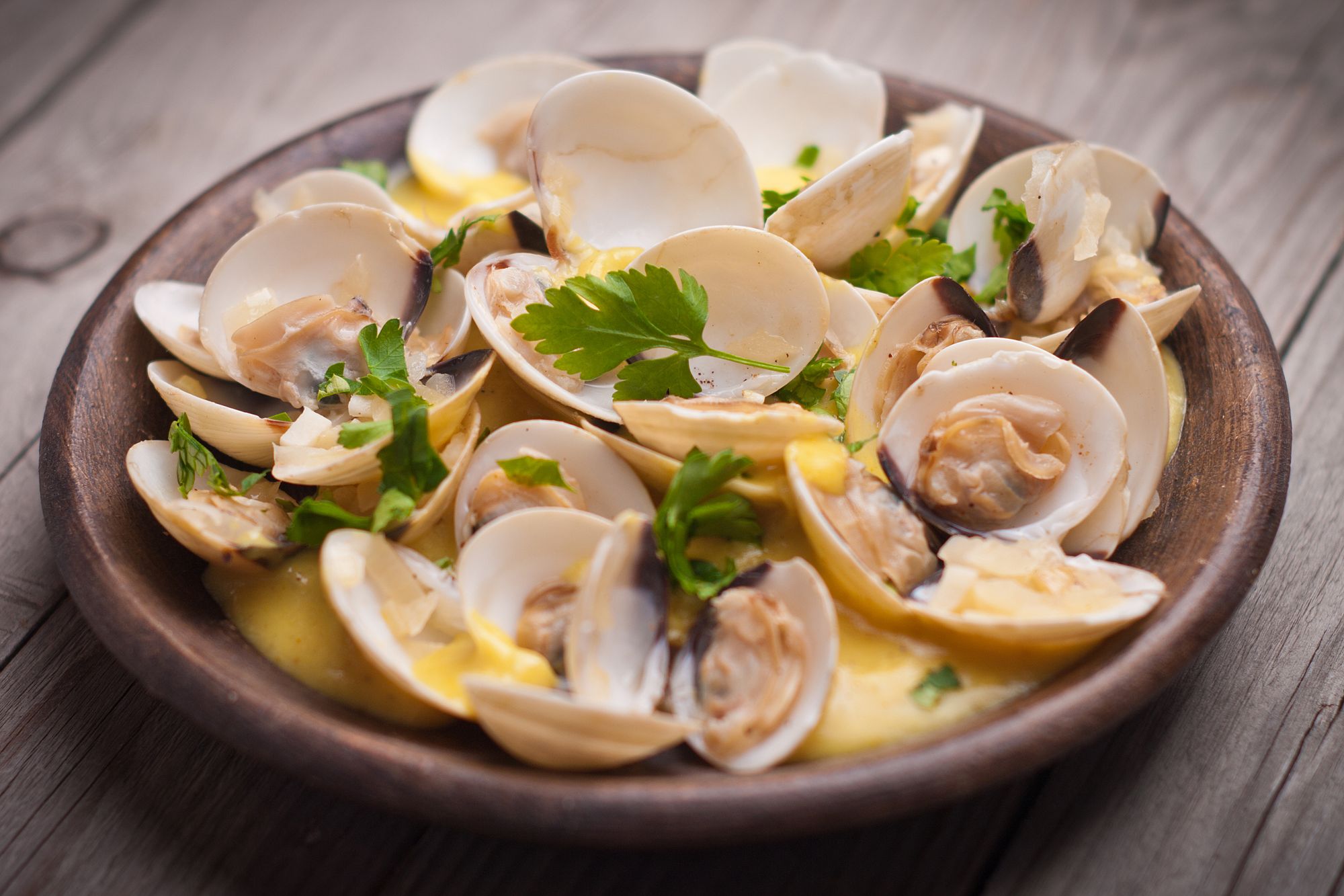 Clams with Chives and Pea Shoots