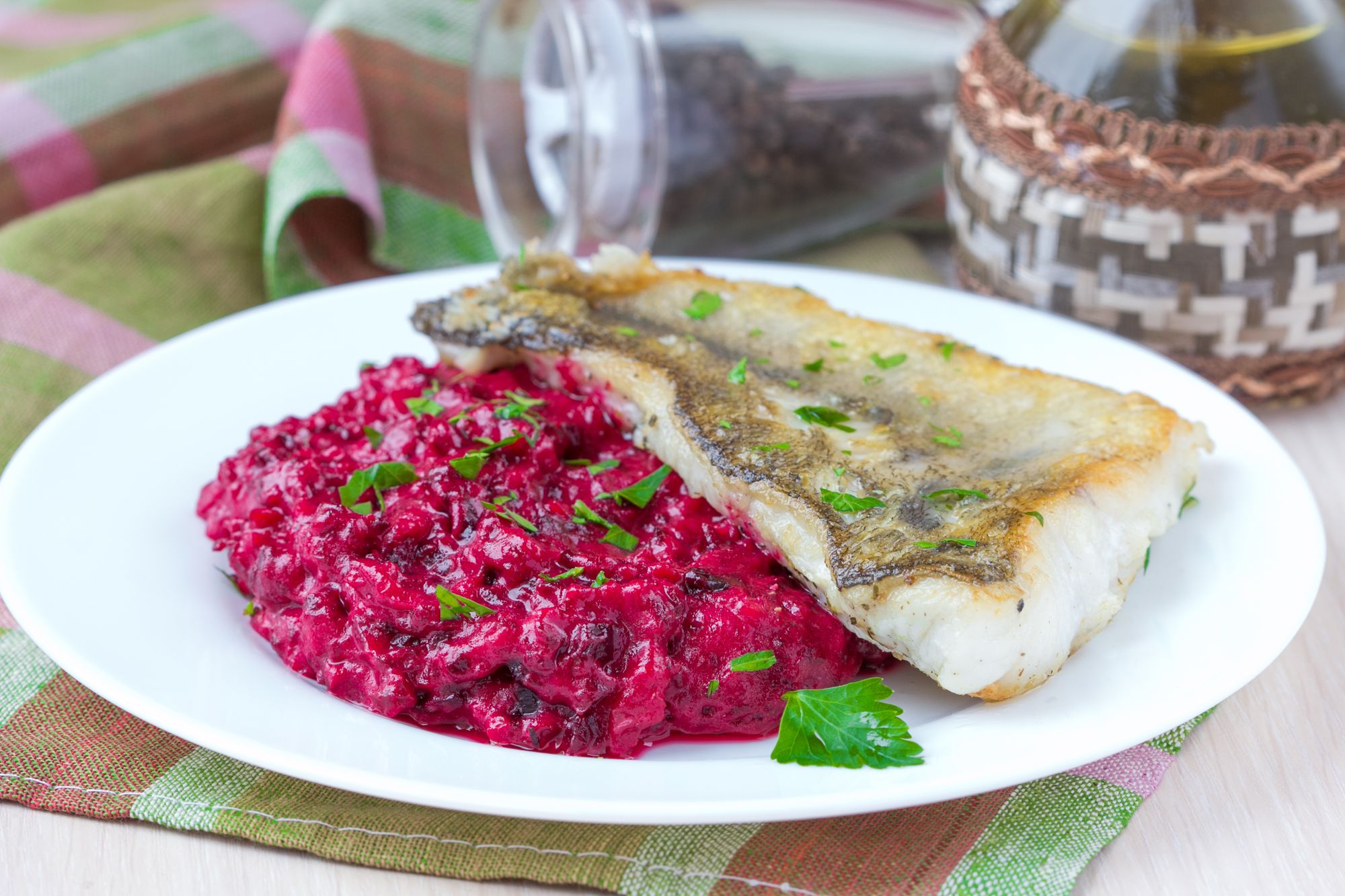 Hake with Beetroot and Crème Fraîche