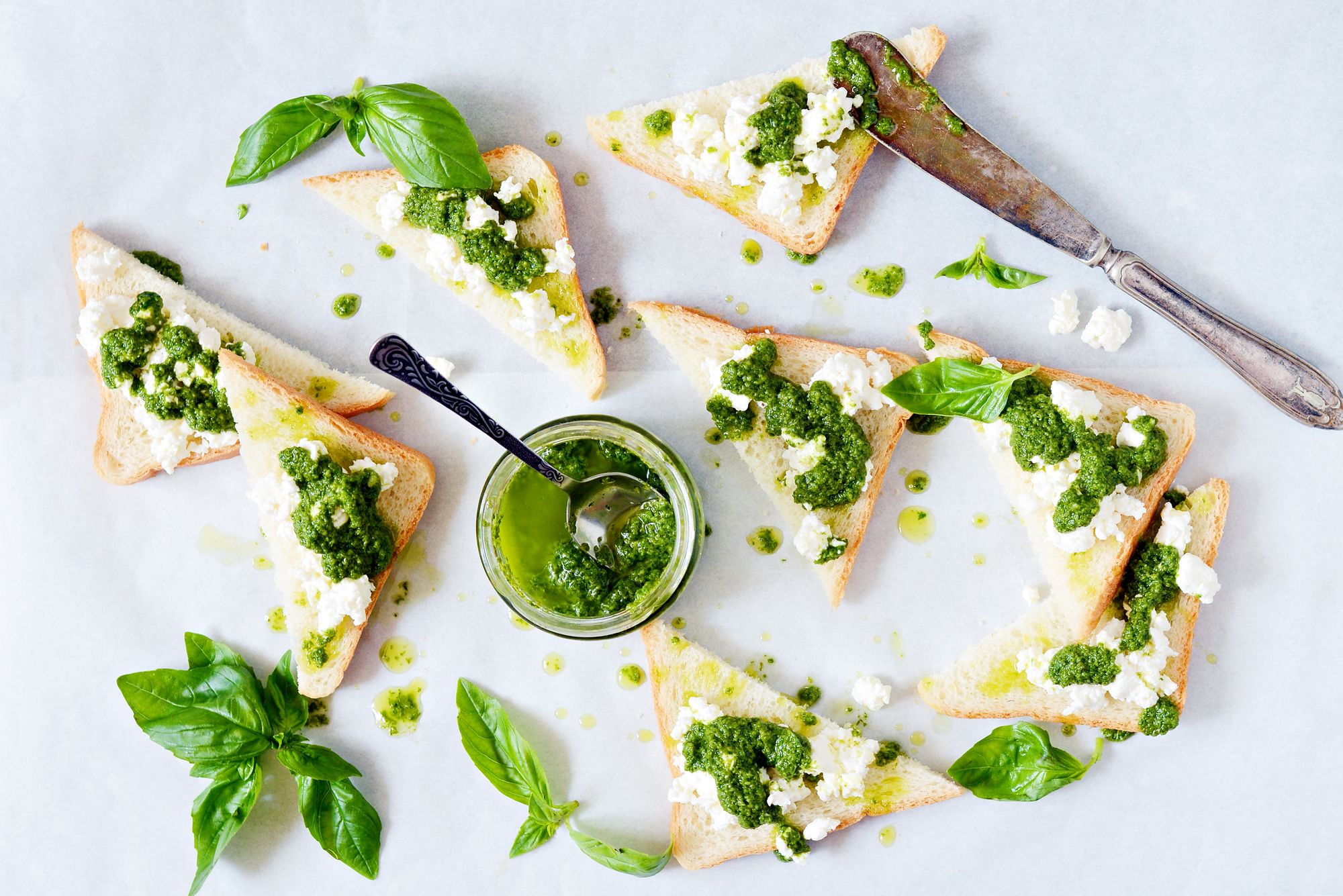 Goat’s Cheese and Pesto Canapes