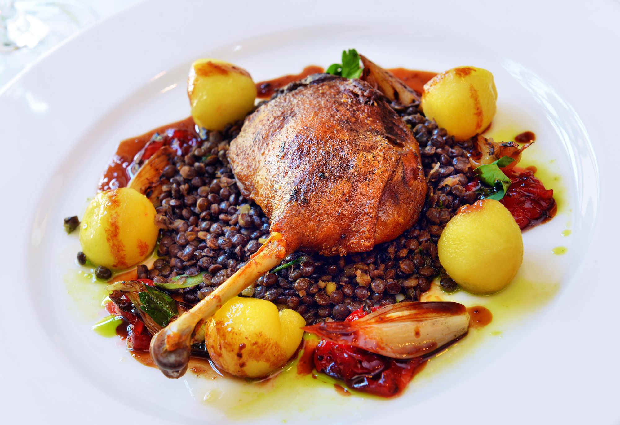 Duck Leg with Onion and Lentils