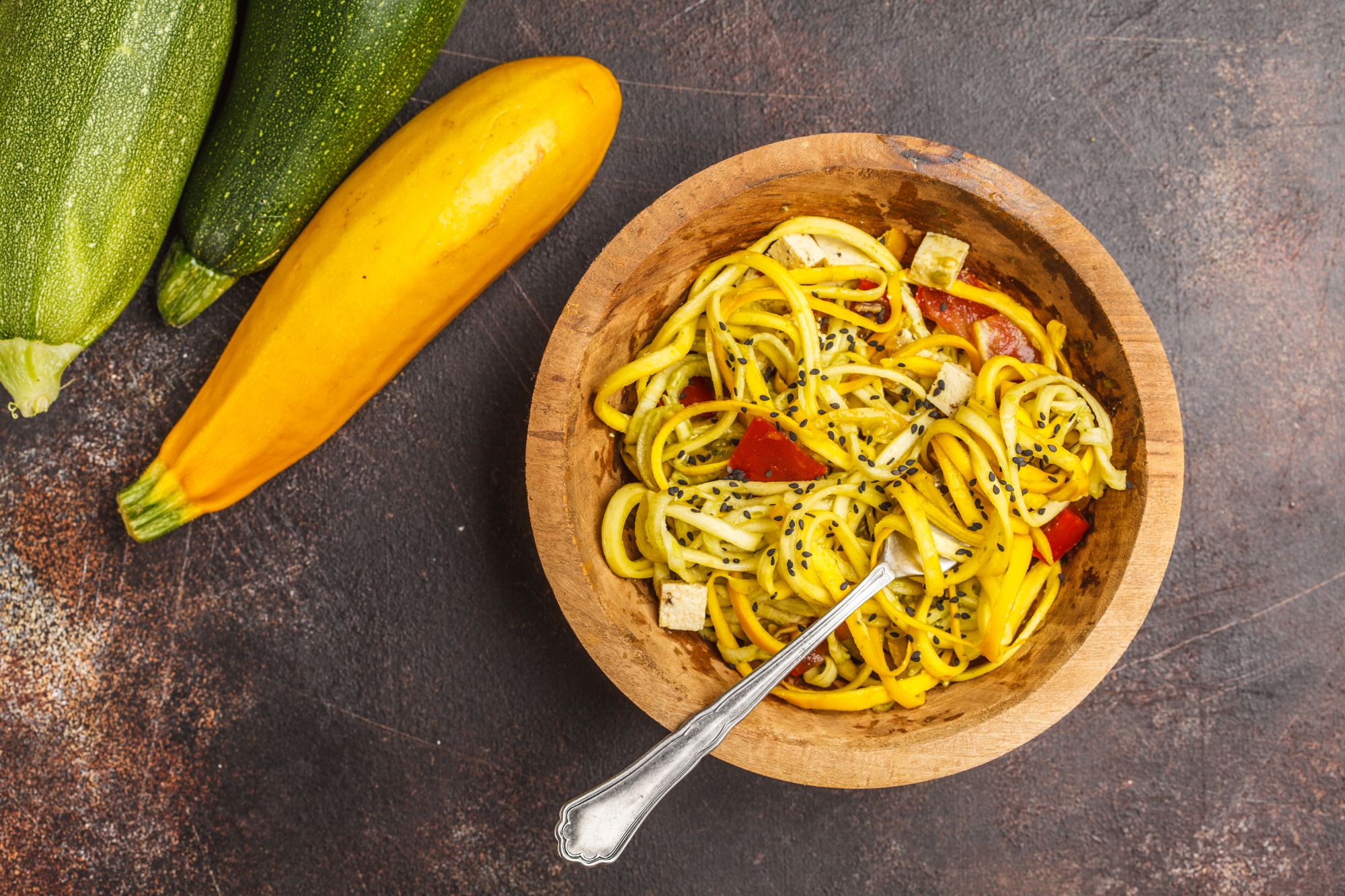 Chilli Tofu with Spiralised Courgette