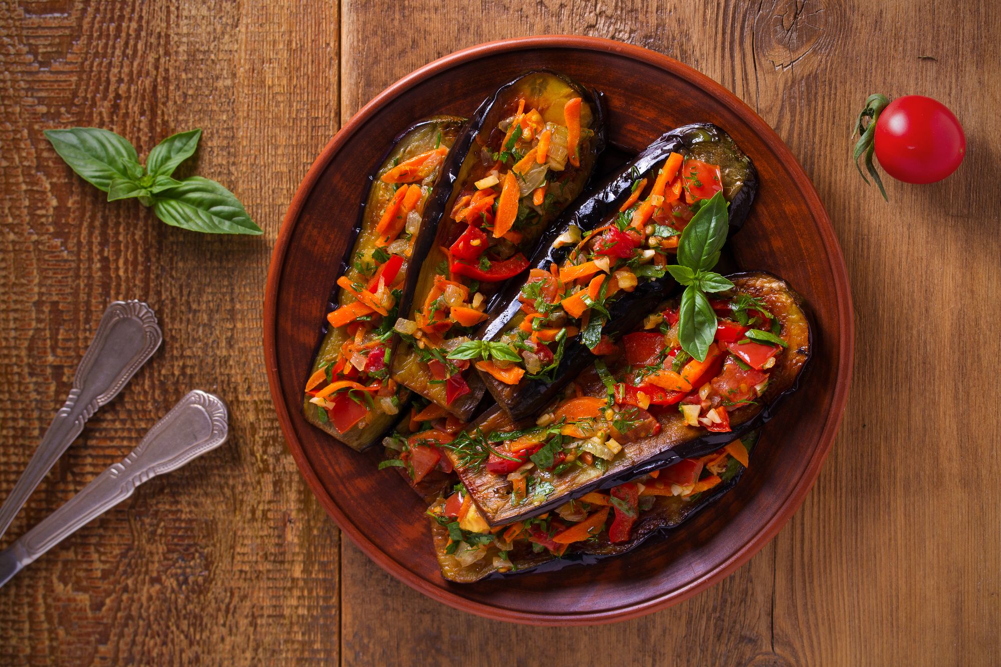 Roasted Eggplant with Tomato and Pine Nuts
