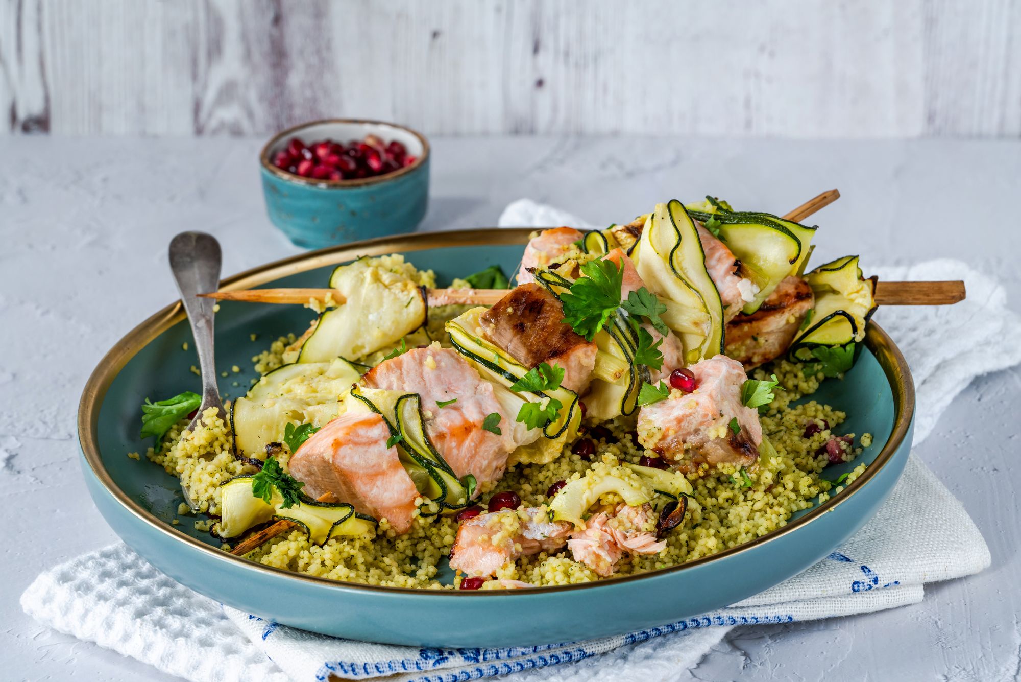 Salmon with Couscous and Pomegranate