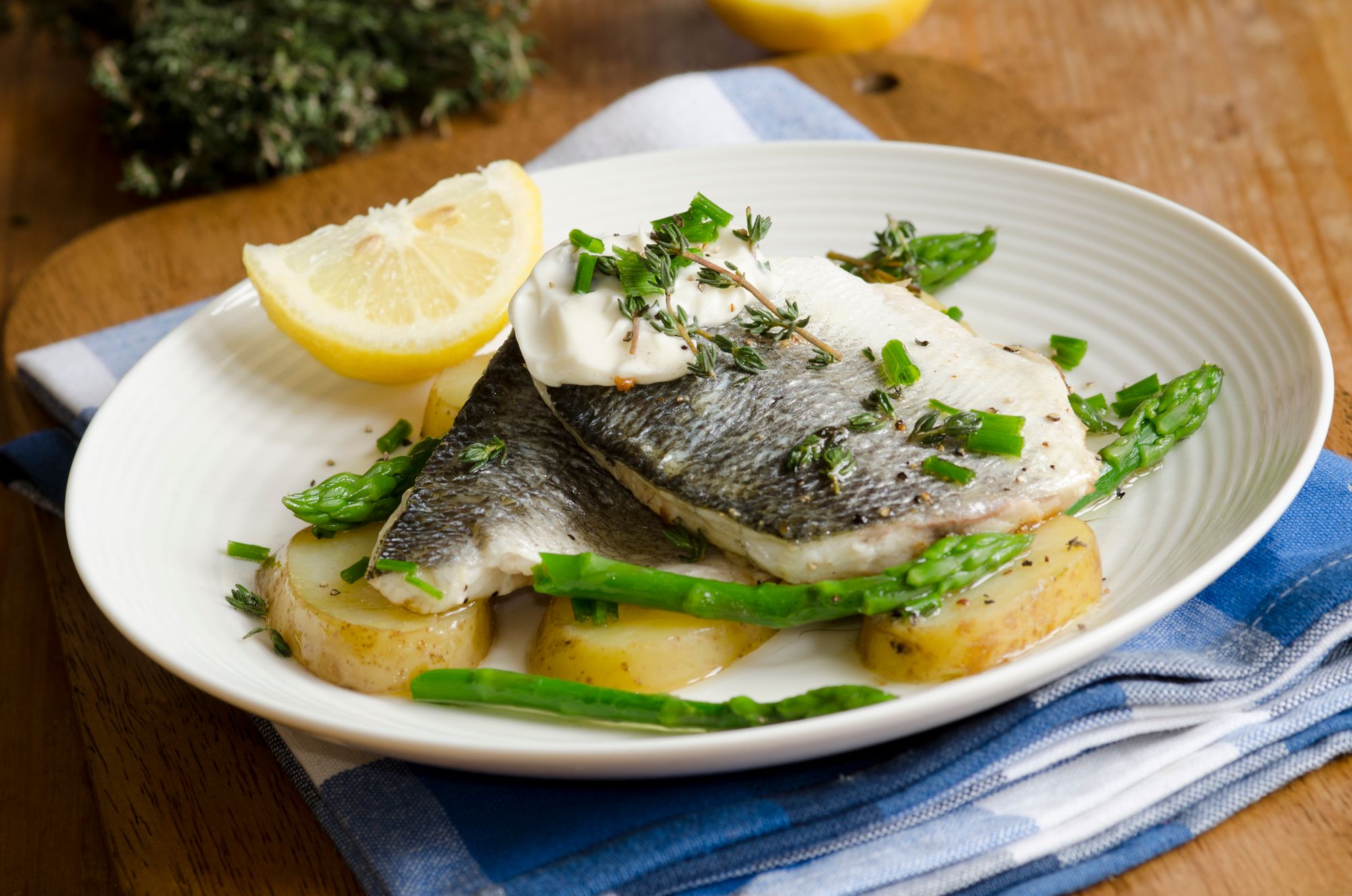 Baked Bass with Caper Dressing
