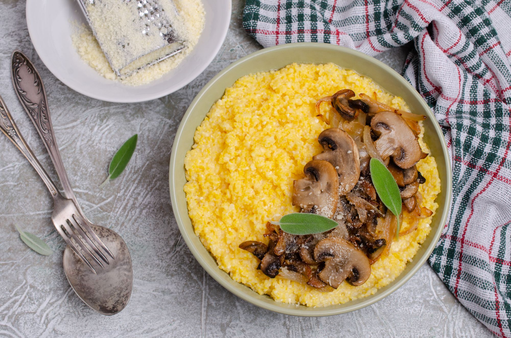 Baked Polenta with Cheese and Mushrooms