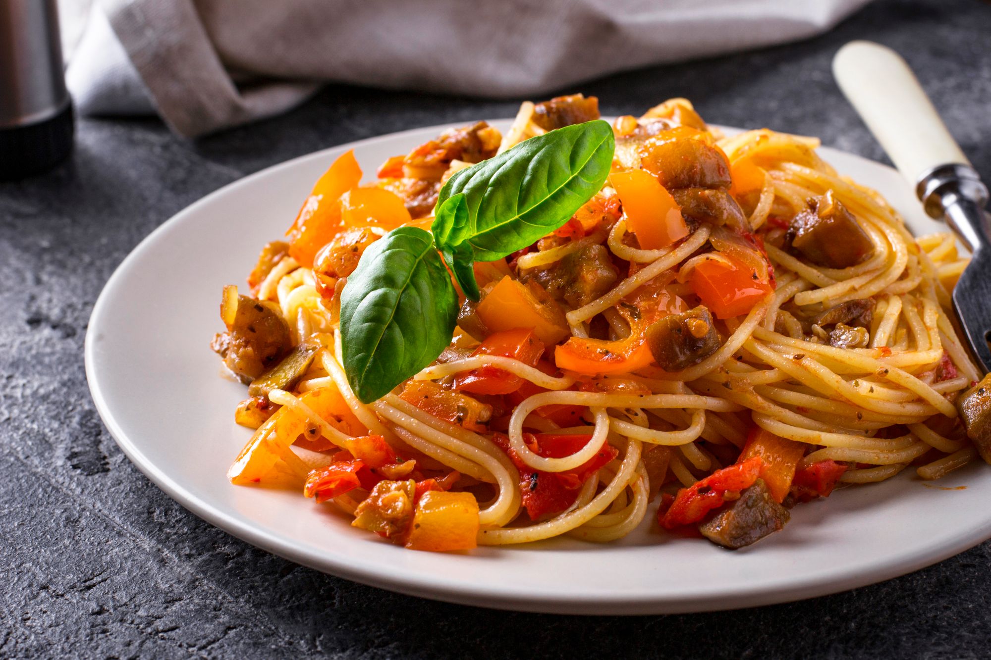Spaghetti with ‘Nduja and Aubergine