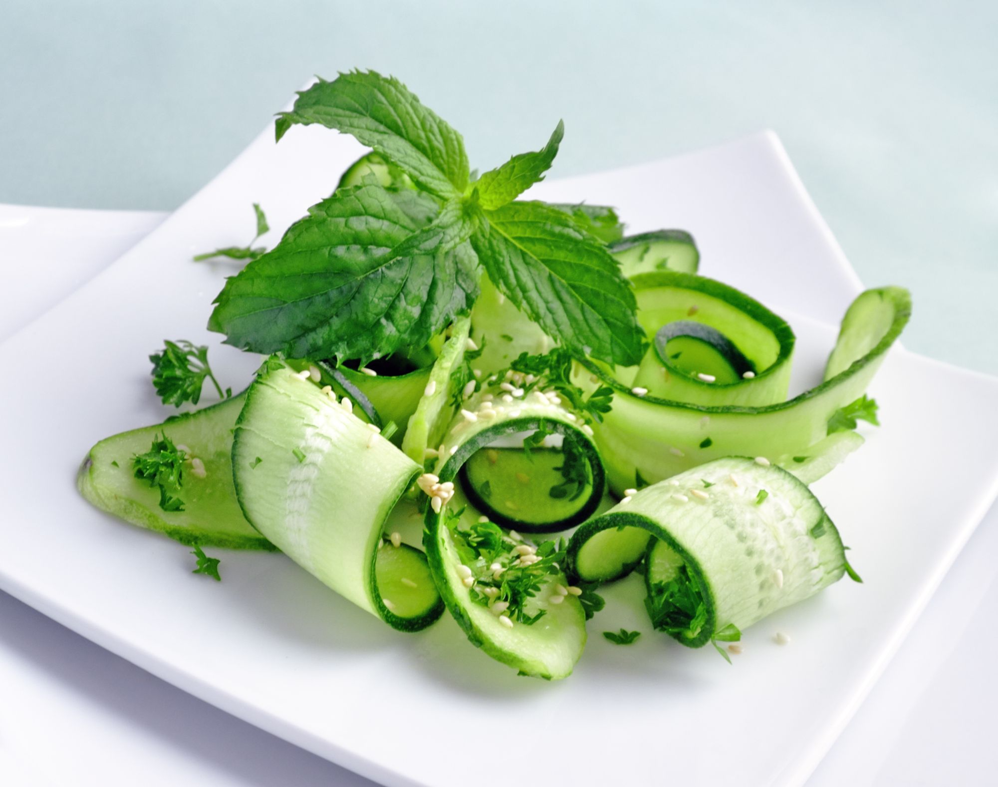 Warm Cucumber, Lemon and Herb Side Salad