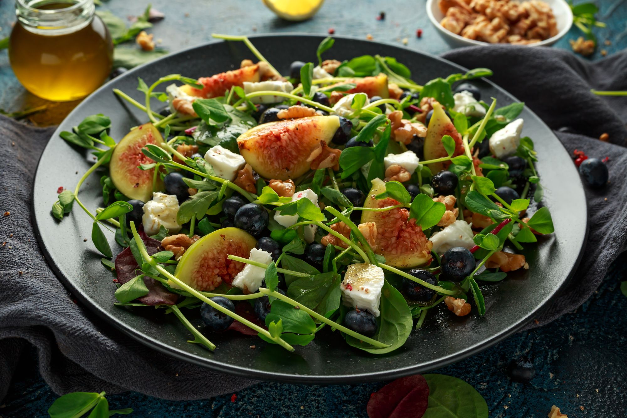 Salad with Grains, Blueberries and Feta