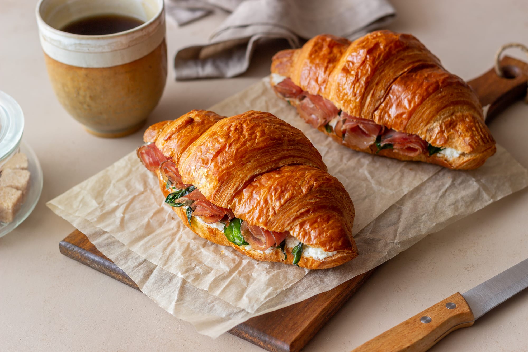 Cheese and Ham Croissant Bake