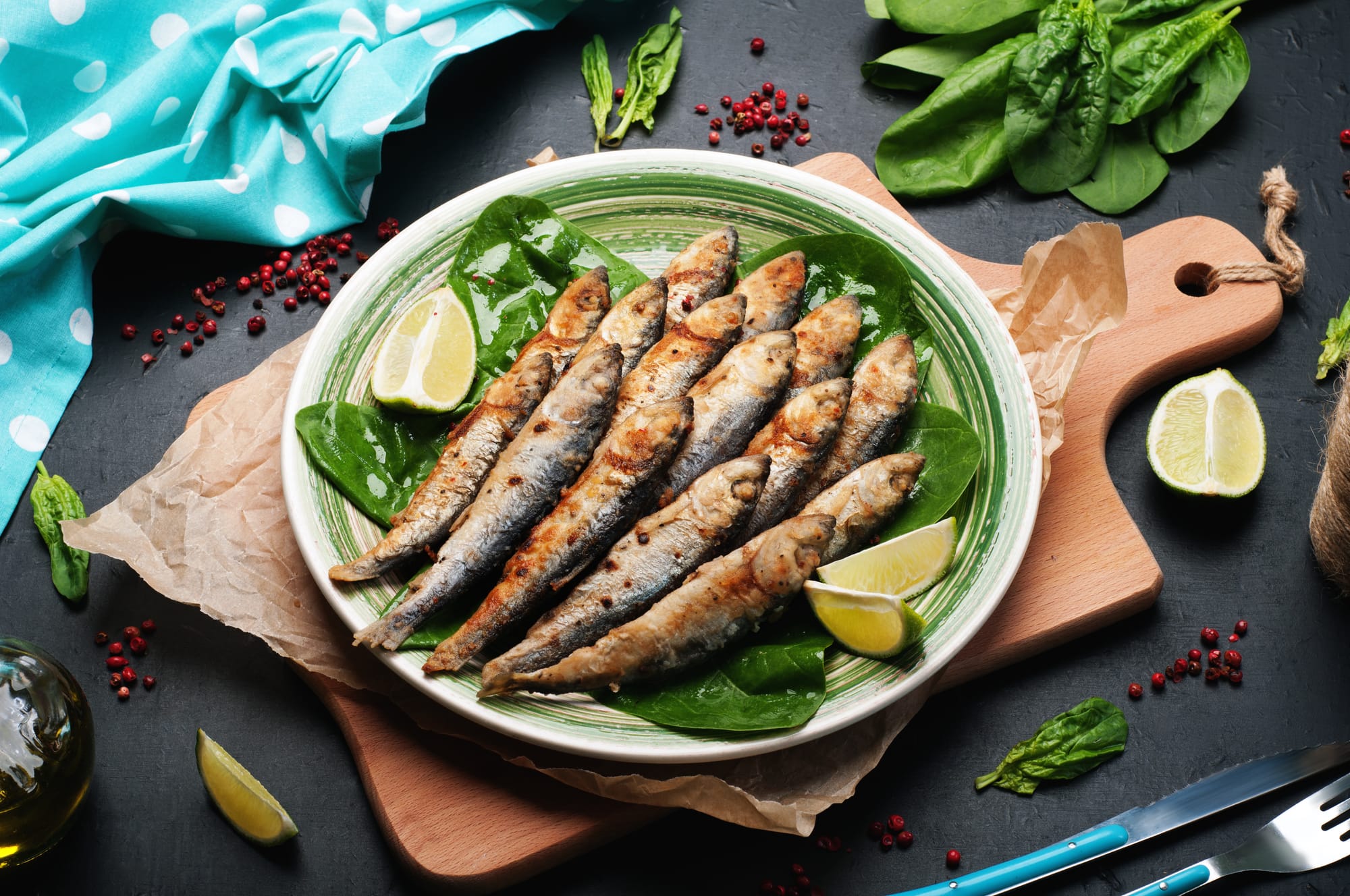 Grilled Sardines with Sea Greens