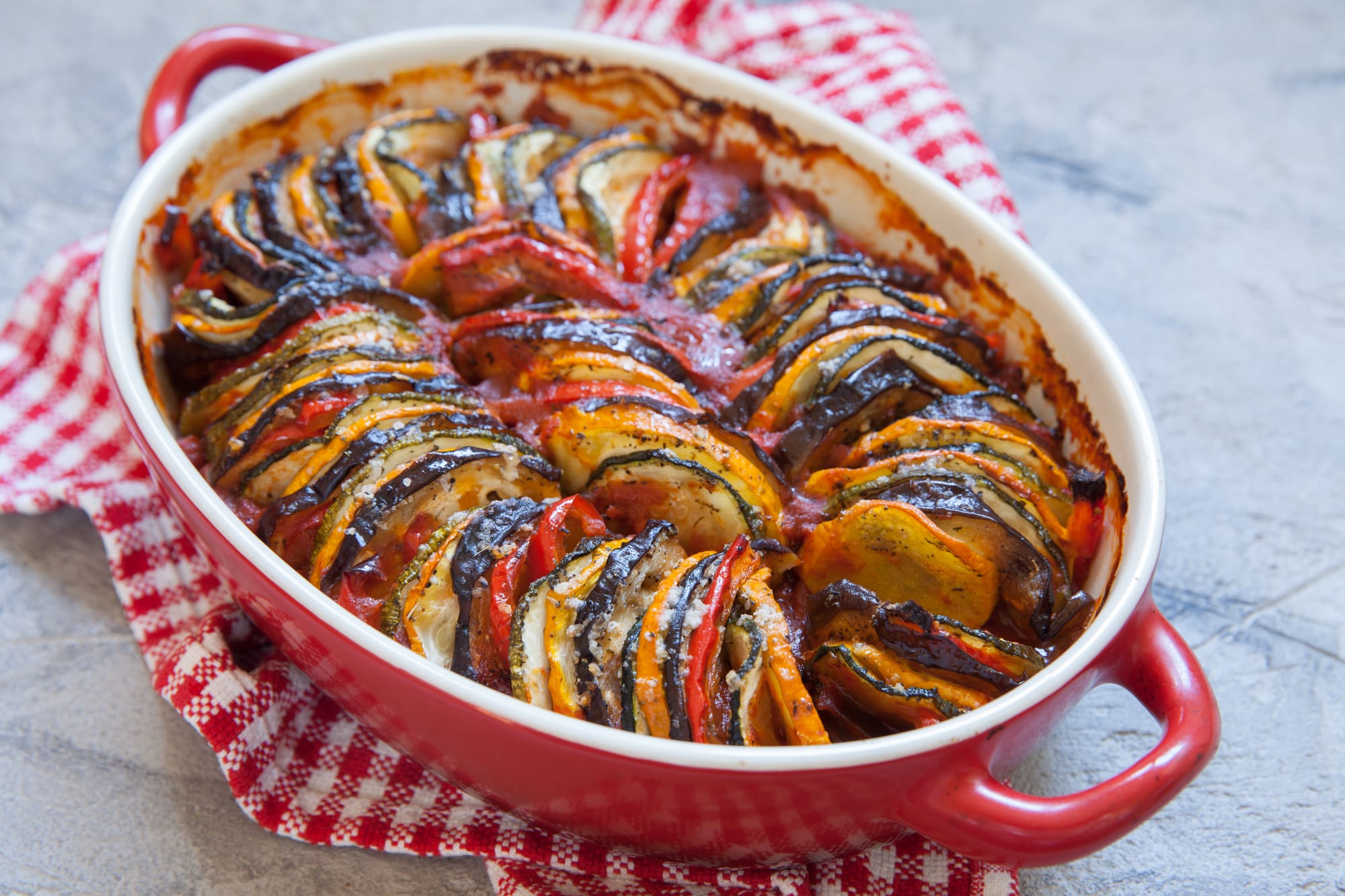 Baked Ratatouille with Pork Sausages