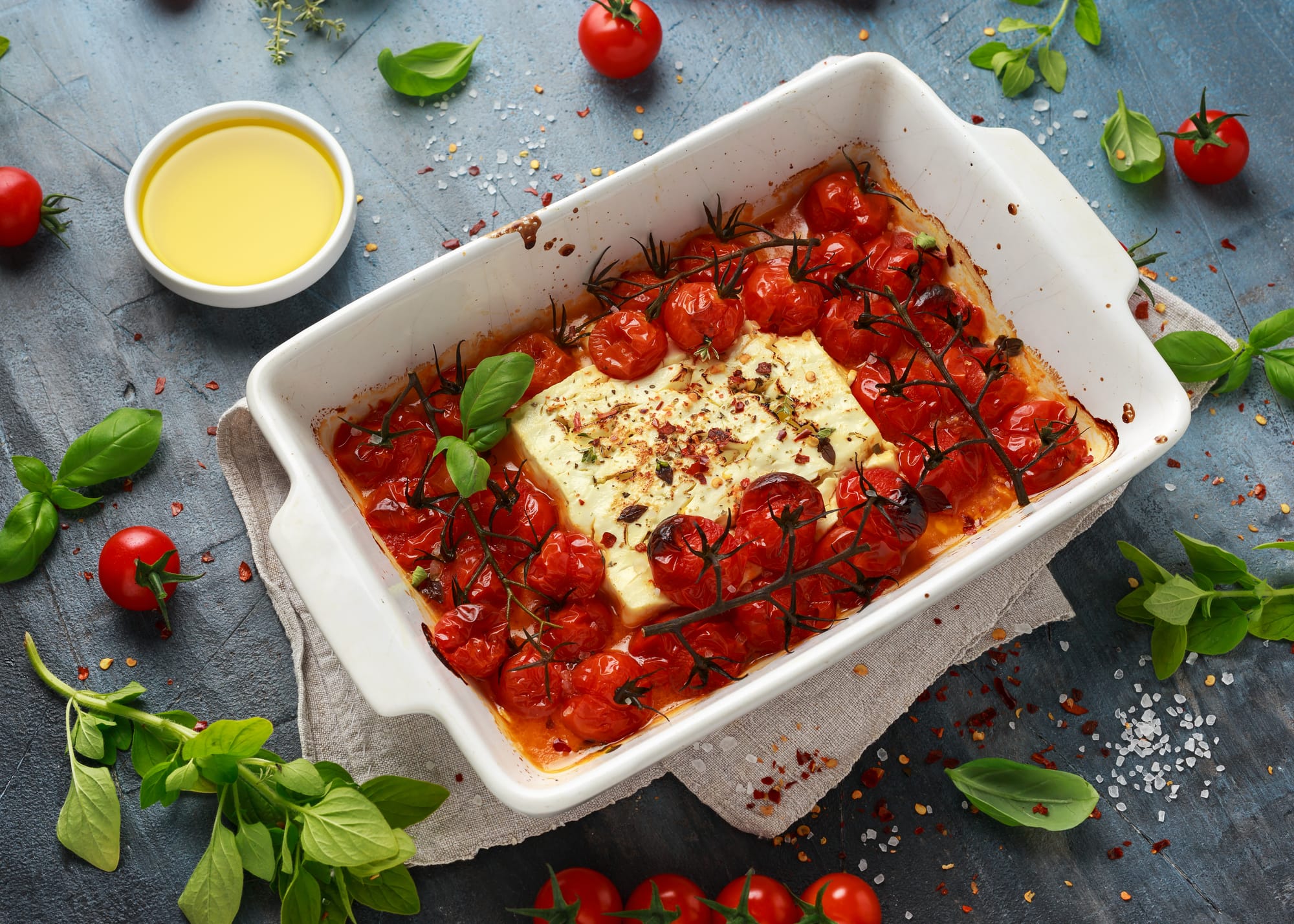 Baked Feta with Tomatoes and Pomegranate