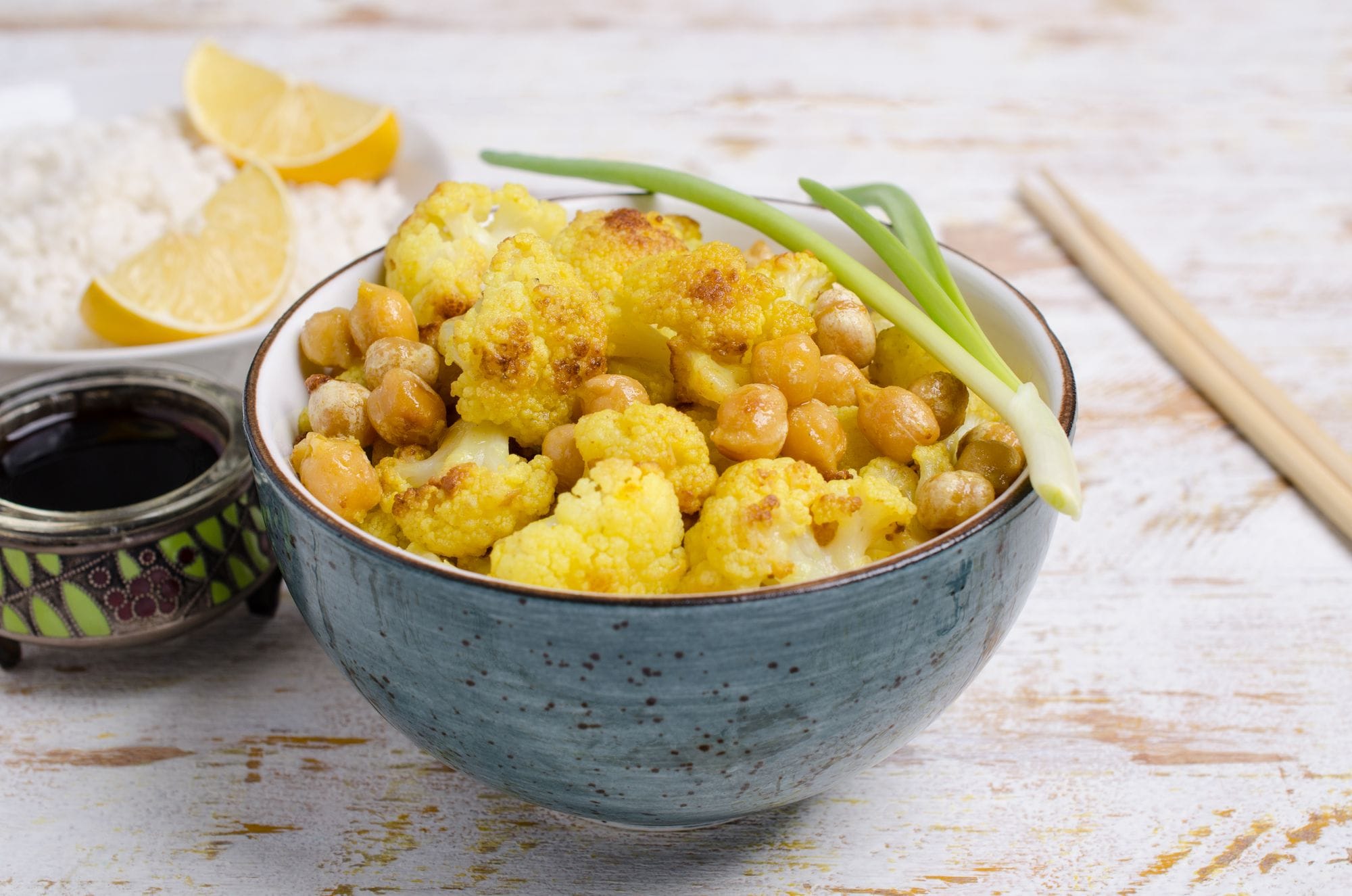 Chickpea Salad with Cauliflower and Pomegranate