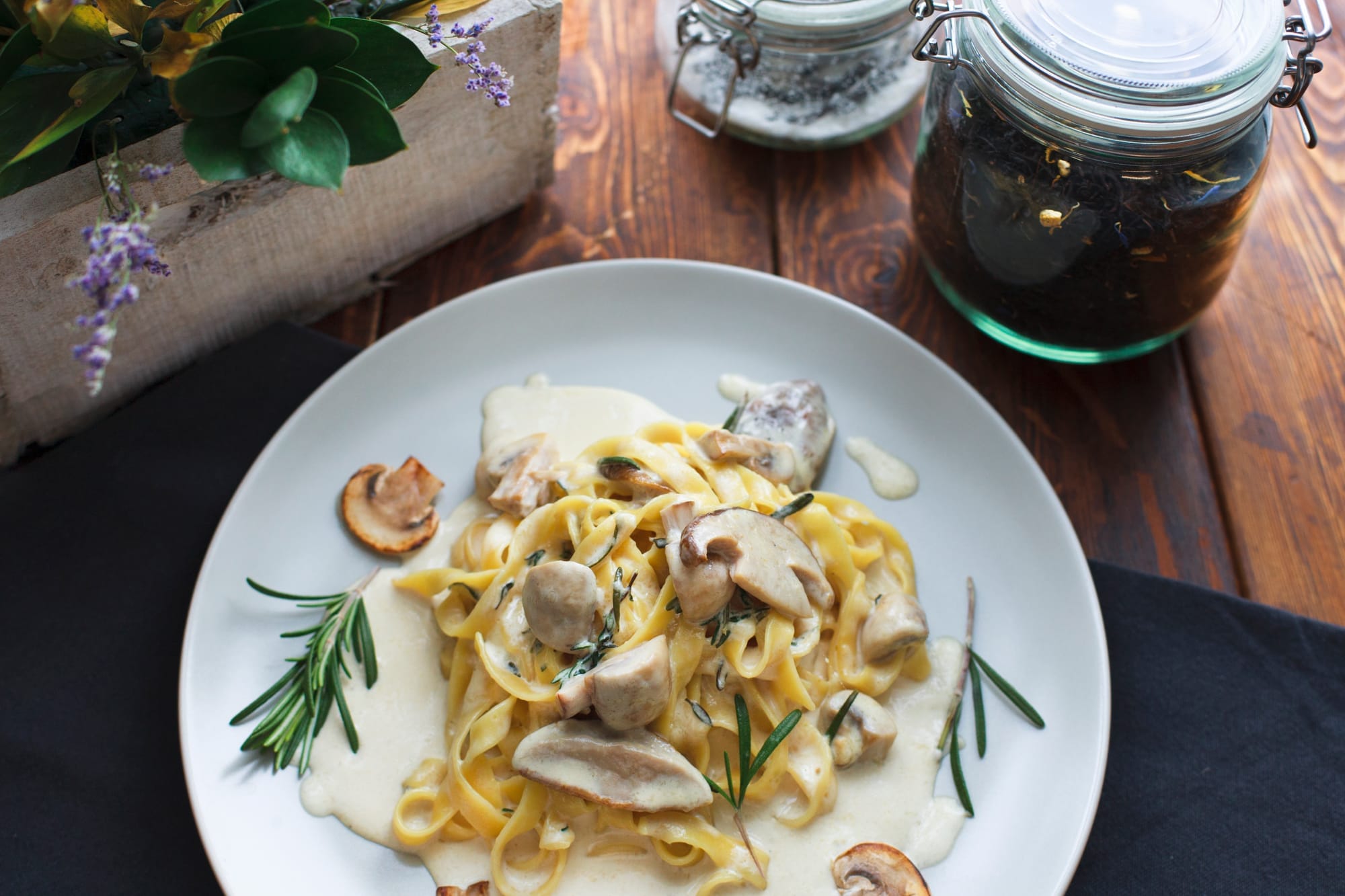 Mushroom and Goat’s Cheese Tagliatelle