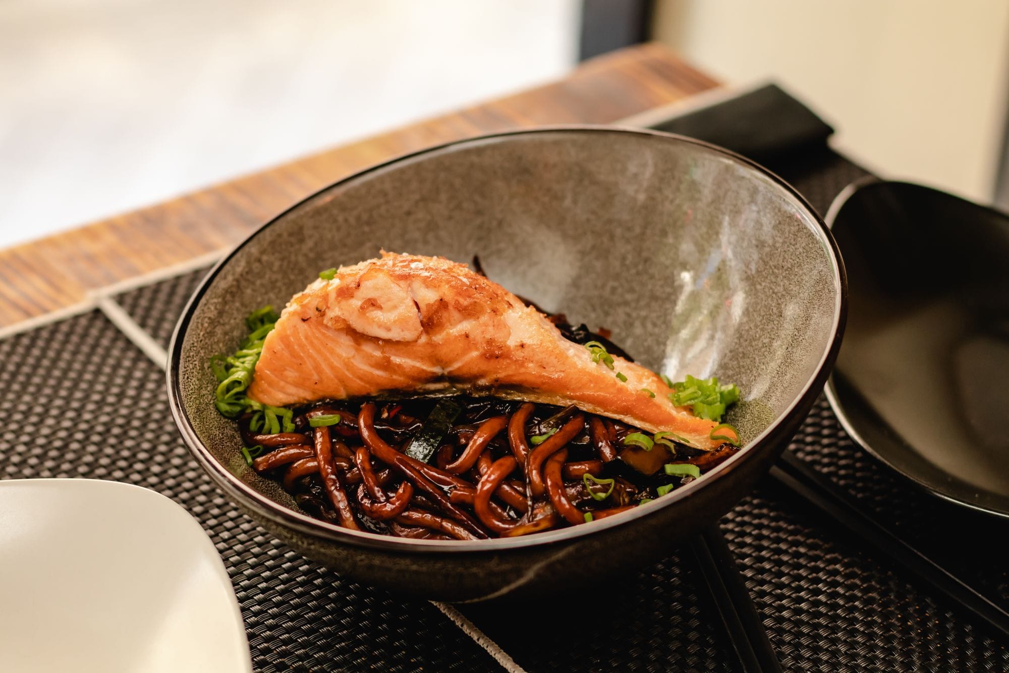 Spicy Salmon with Teriyaki Noodles