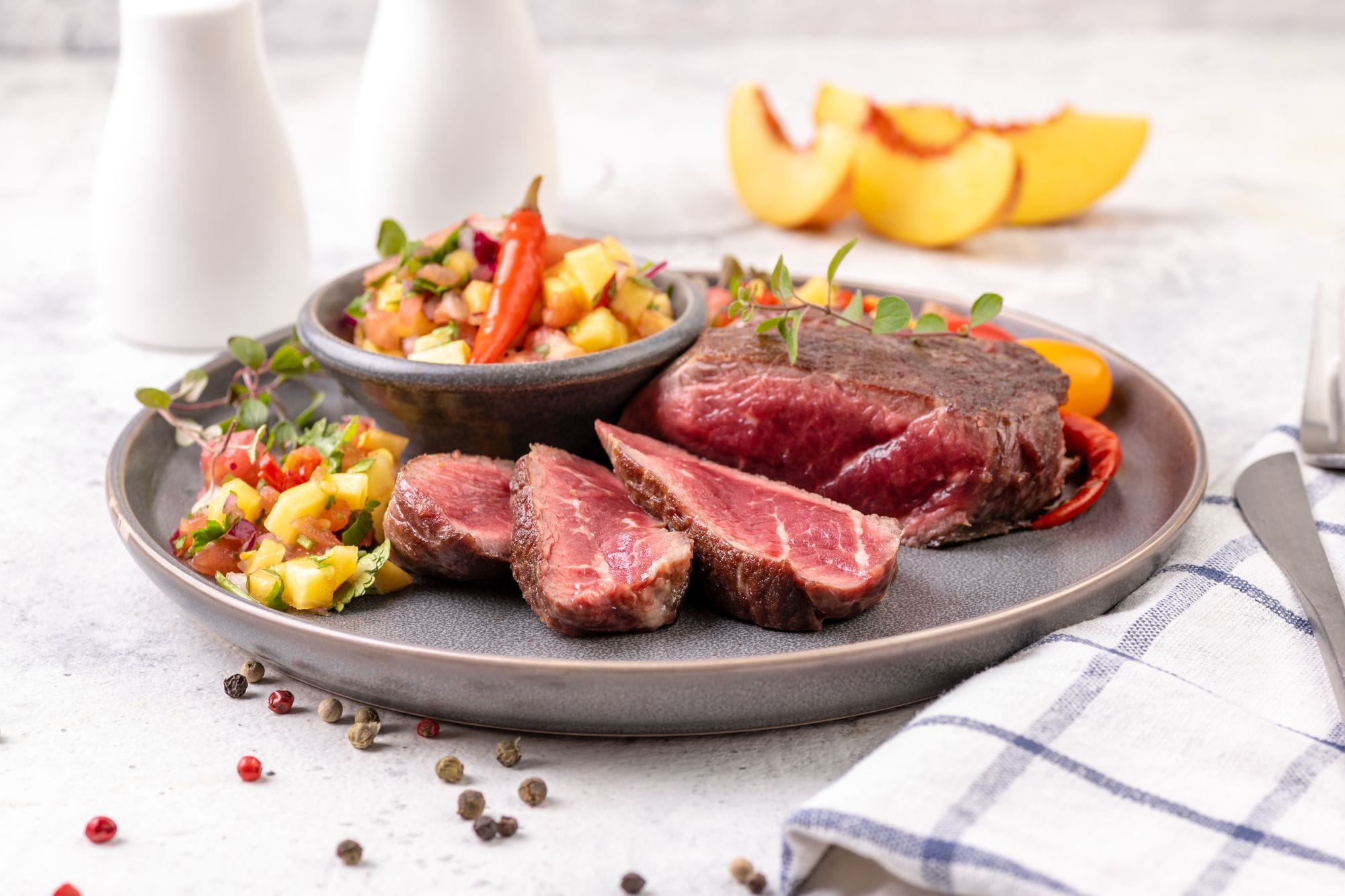 Seared Steaks with Raspberry Salsa