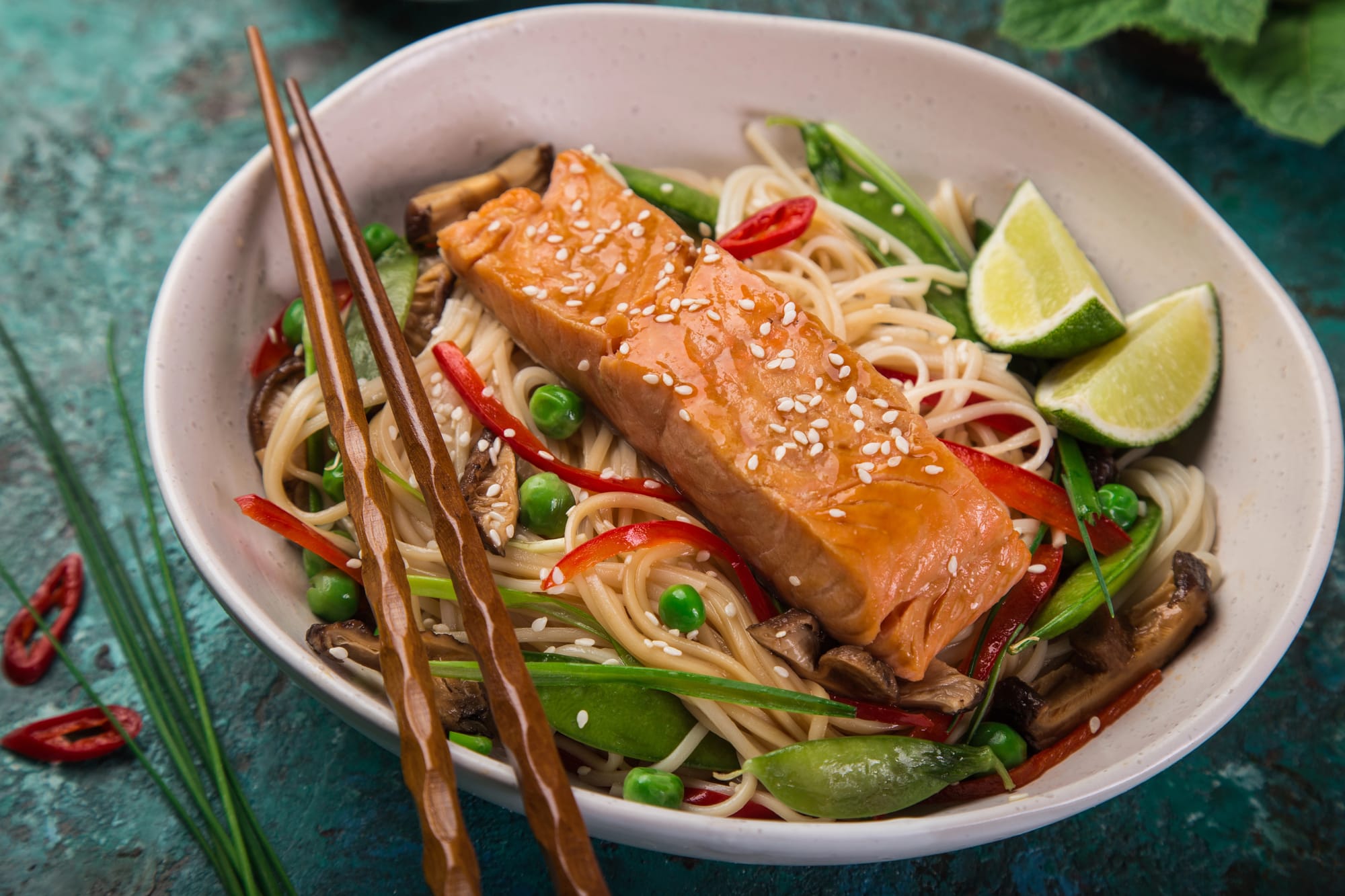 Salmon Fillets with Soy Ginger Noodles