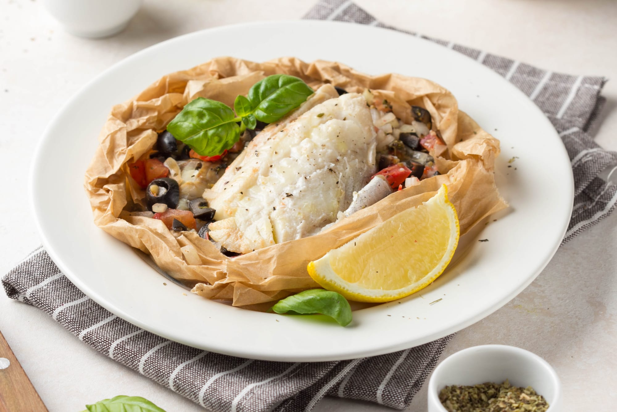 Baked Cod with Olives and Lemon