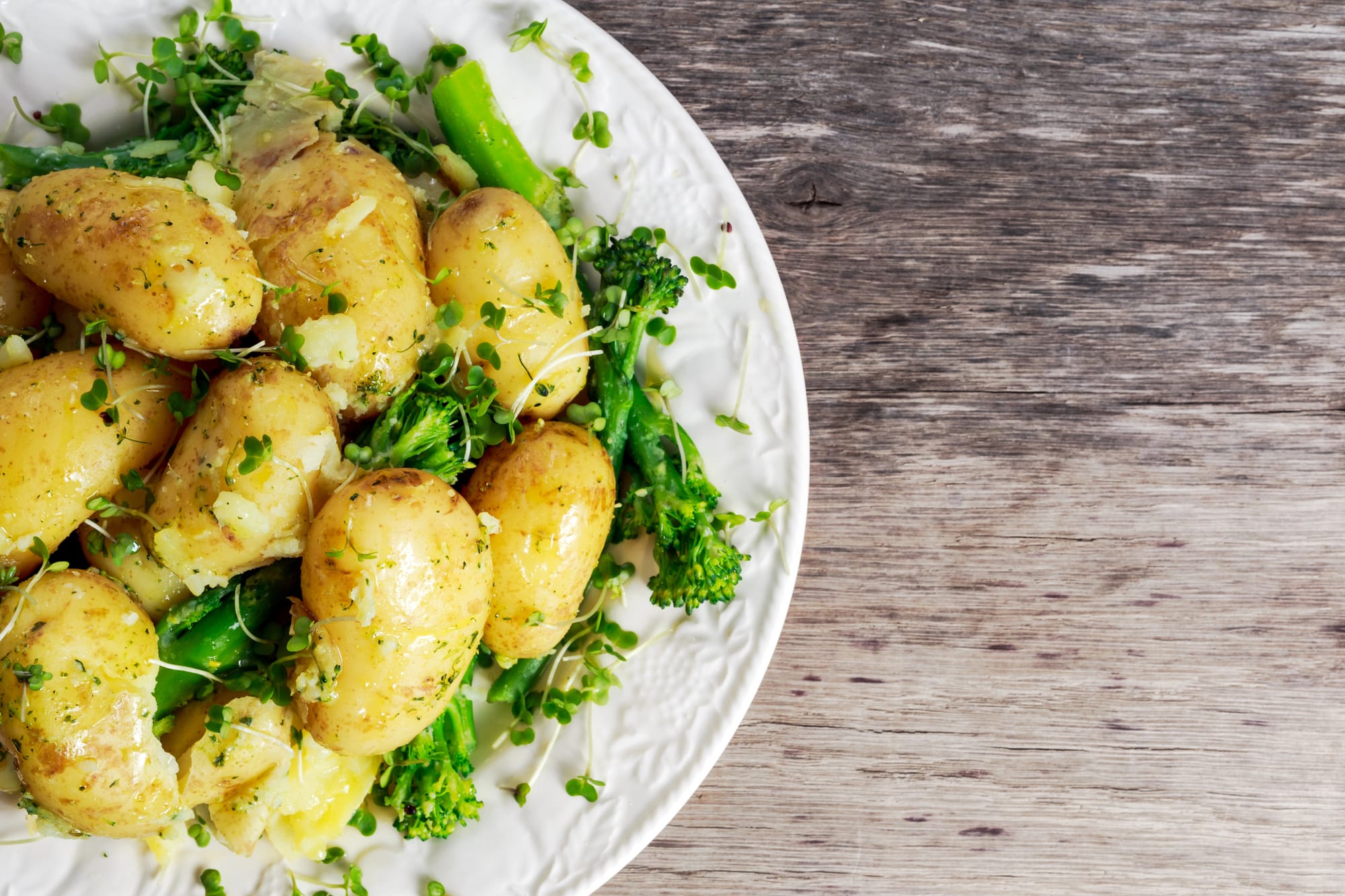 New Potatoes with Goat’s Cheese and Mojo Verde