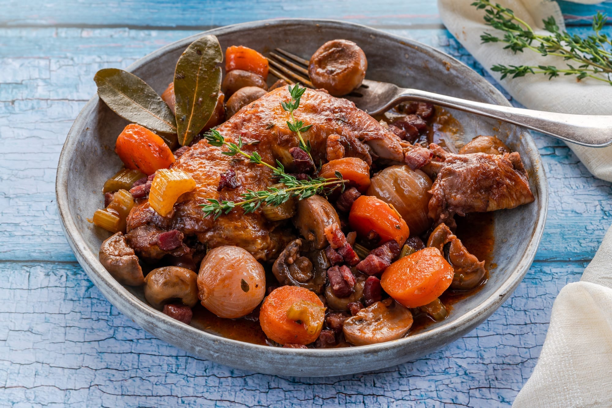 Chicken, Bacon and Red Wine Casserole