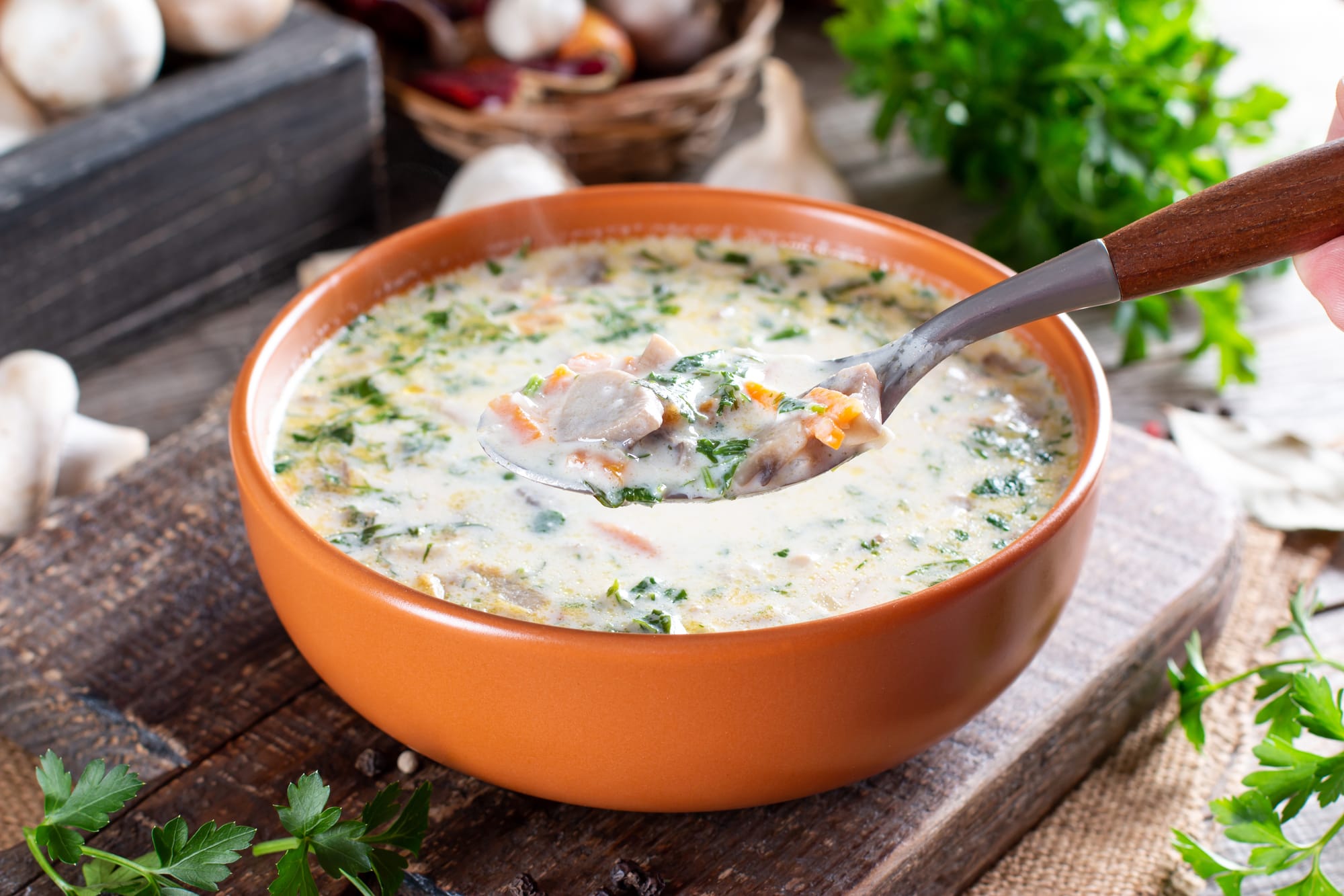 Creamy Chicken, Leek and Pea Soup