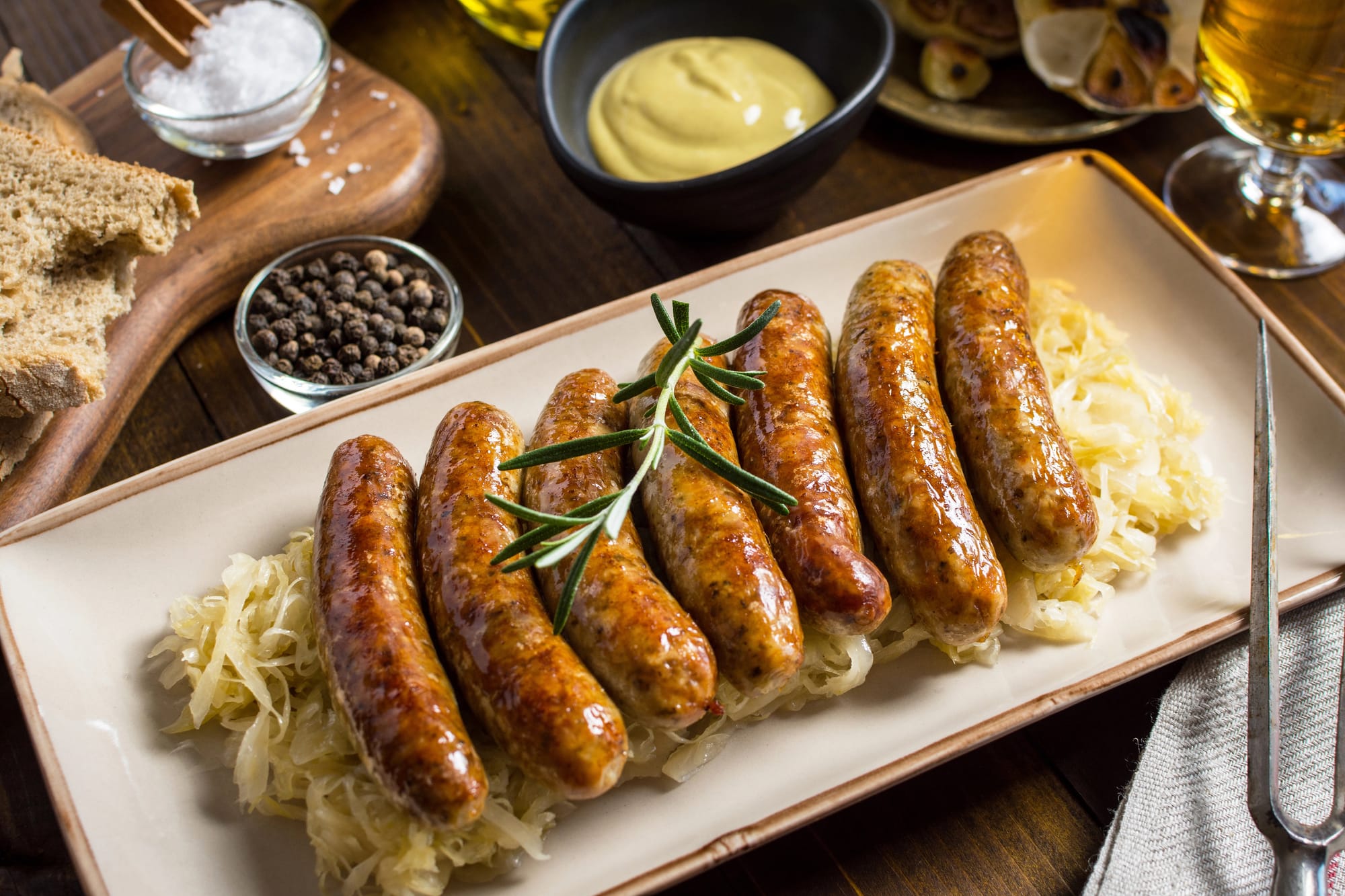 Bratwurst with Braised Cabbage