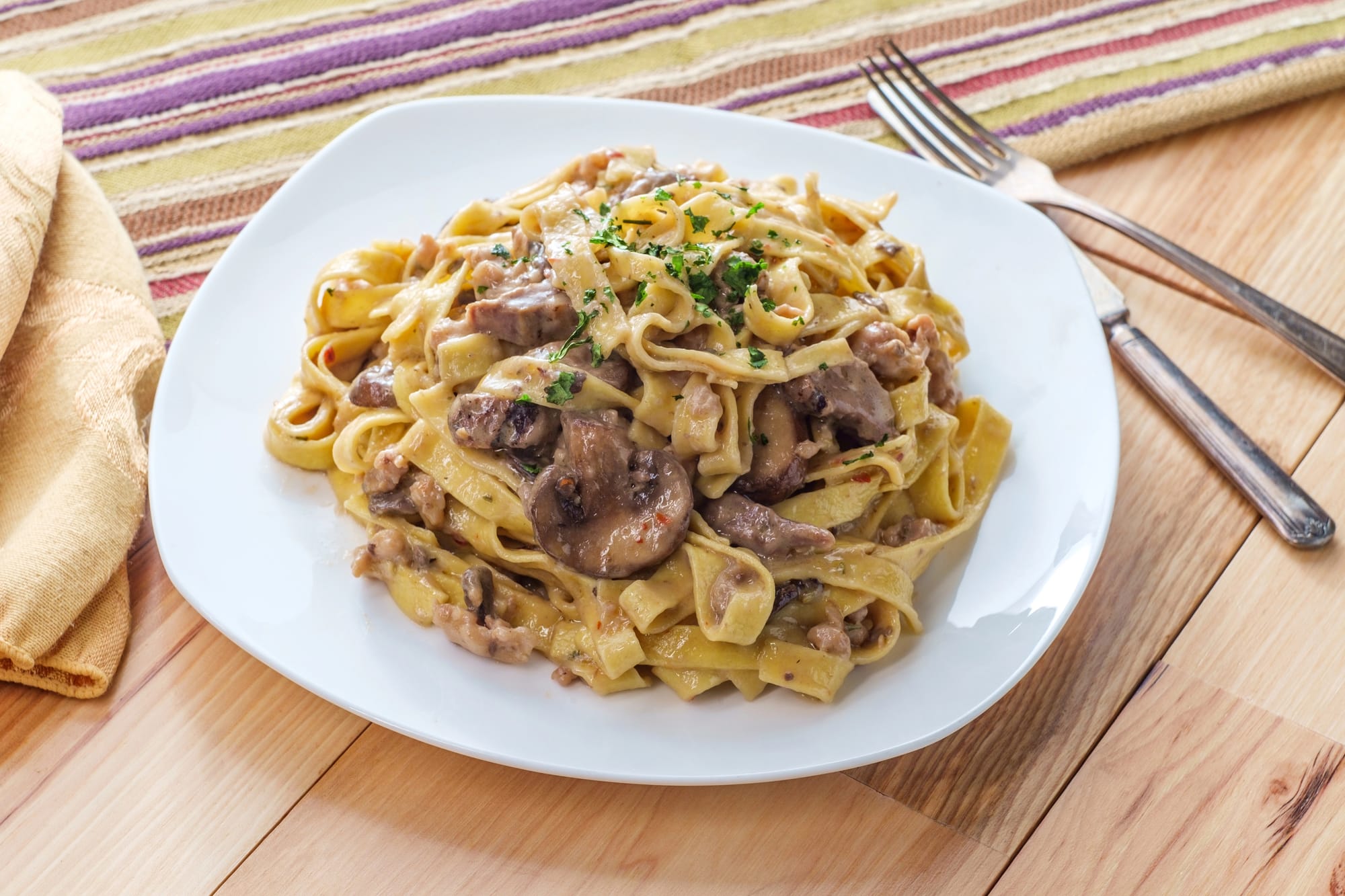 Sausage and Mushroom Stroganoff