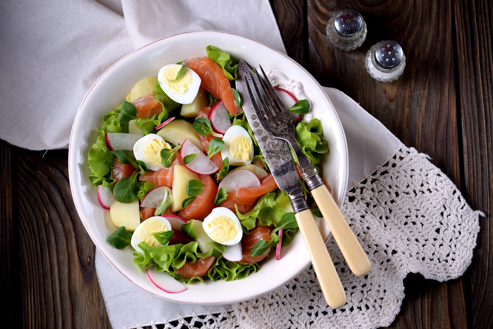 Hot-Smoked Salmon and Boiled Egg Salad