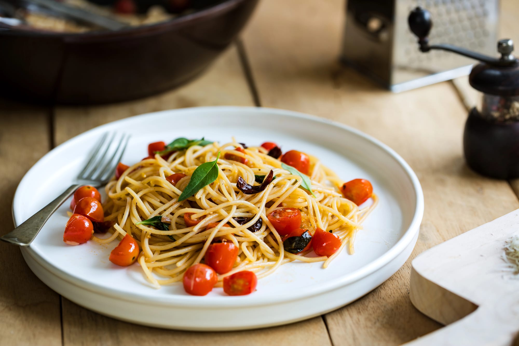 Caper and Cherry Tomato Linguine