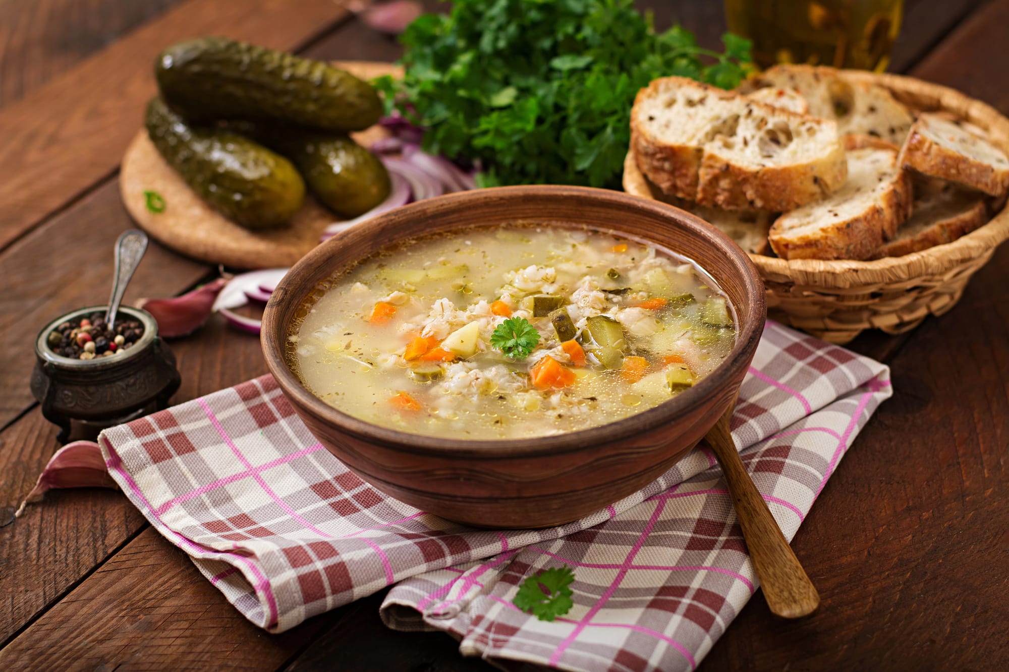 Orzo Soup with Feta and Olives