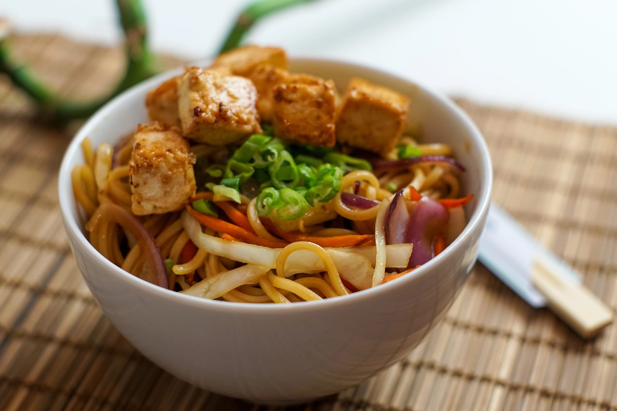 Tofu with Spicy Peanut Butter Noodles