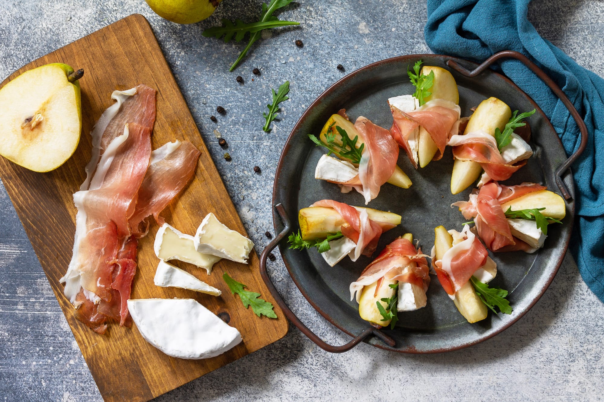 Pear, Ham and Goat’s Cheese Canapes